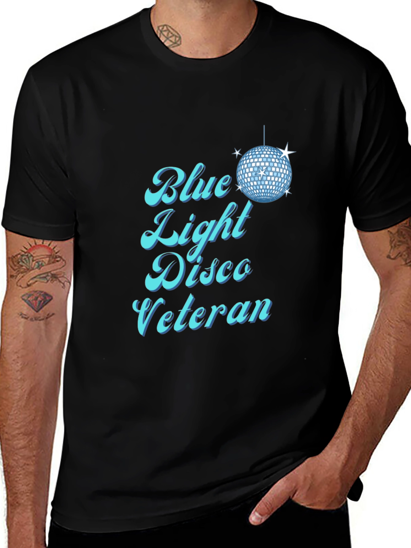 Variant 18 of Blue Light Disco Veteran Black T-Shirt