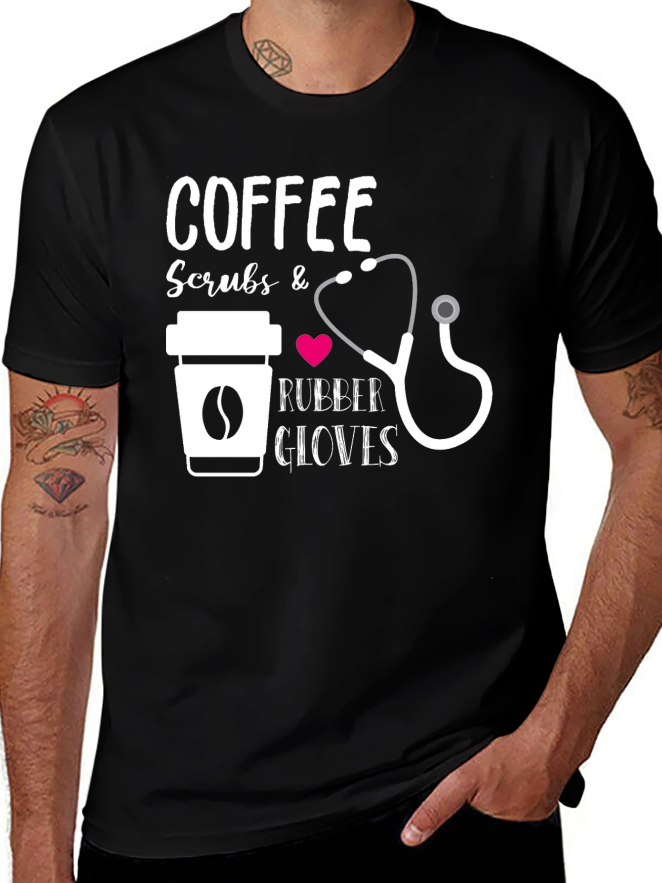 Variant 15 of Coffee Scrubs Rubber Gloves Graphic Tee