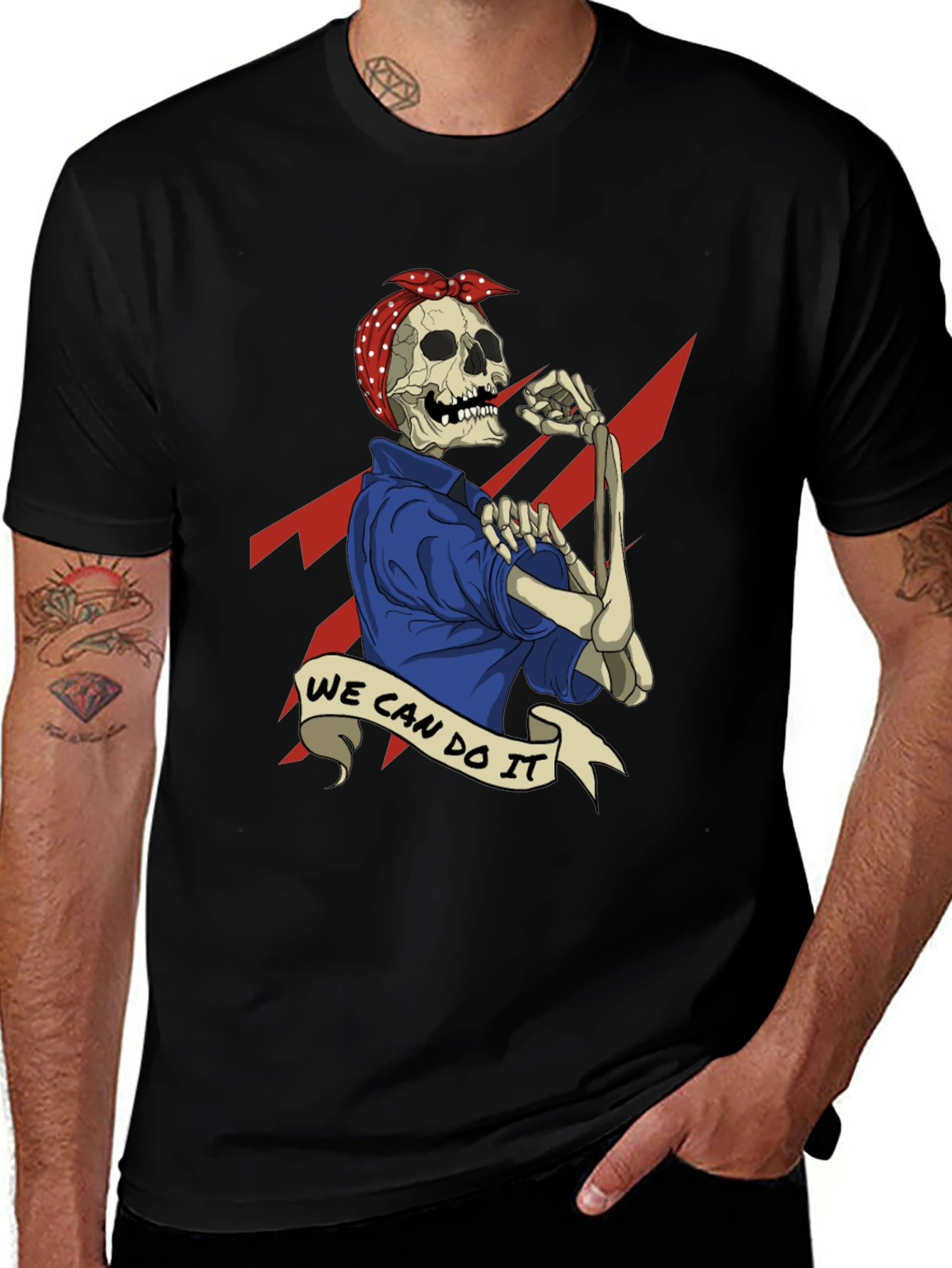 We Can Do It Skeleton Graphic Tee - Black