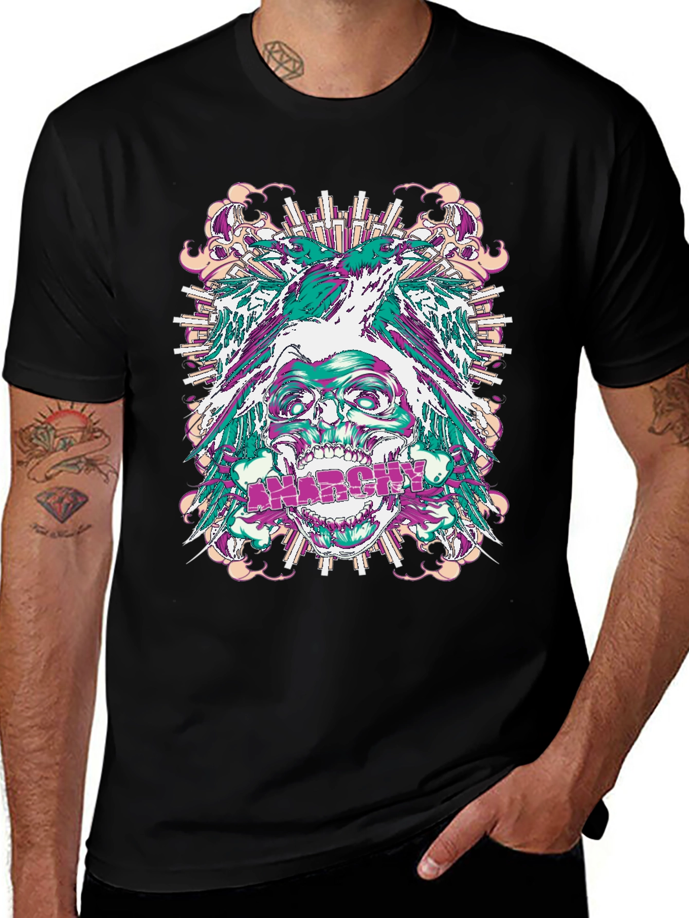 Variant 14 of Anarchy Skull Graphic Tee - Bold Streetwear