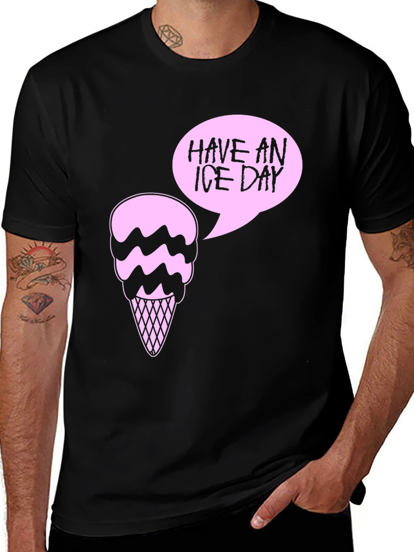Variant 19 of Have an Ice Day Tee - Black T-Shirt with Ice Cream Design