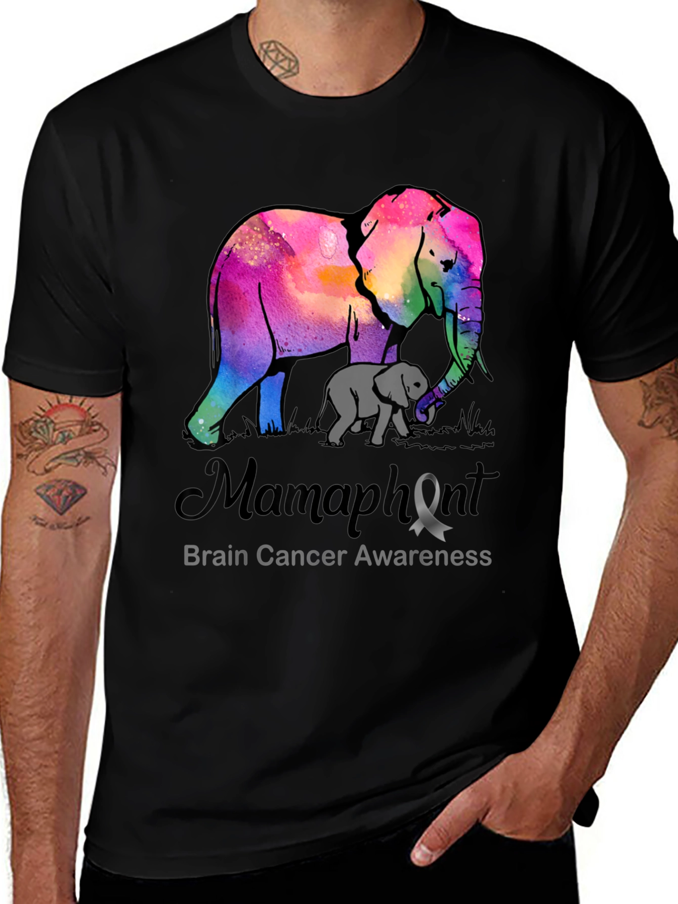 Mamaphant Brain Cancer Awareness T-Shirt