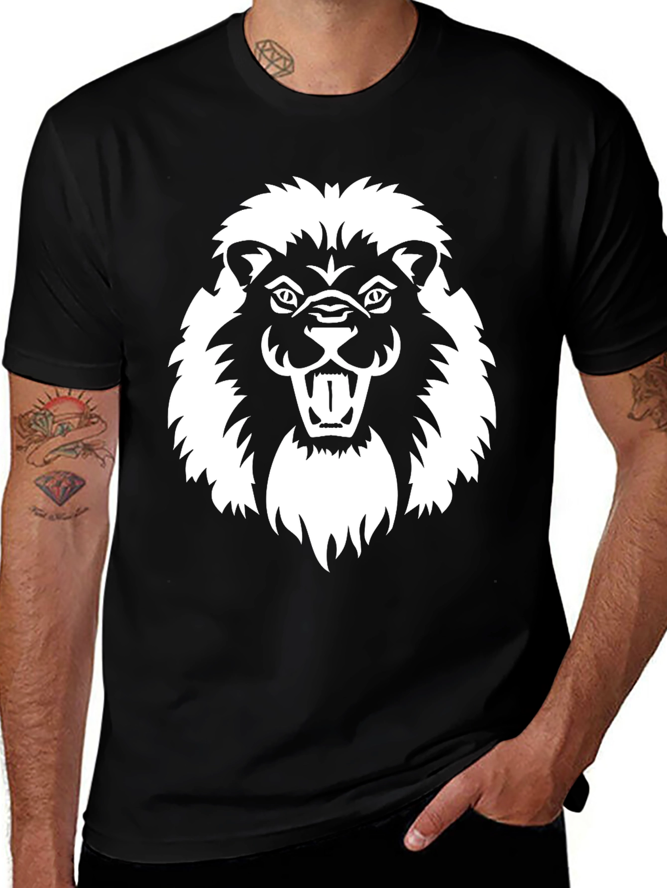 Variant 21 of Lion Graphic Black T-Shirt - Bold Animal Tee