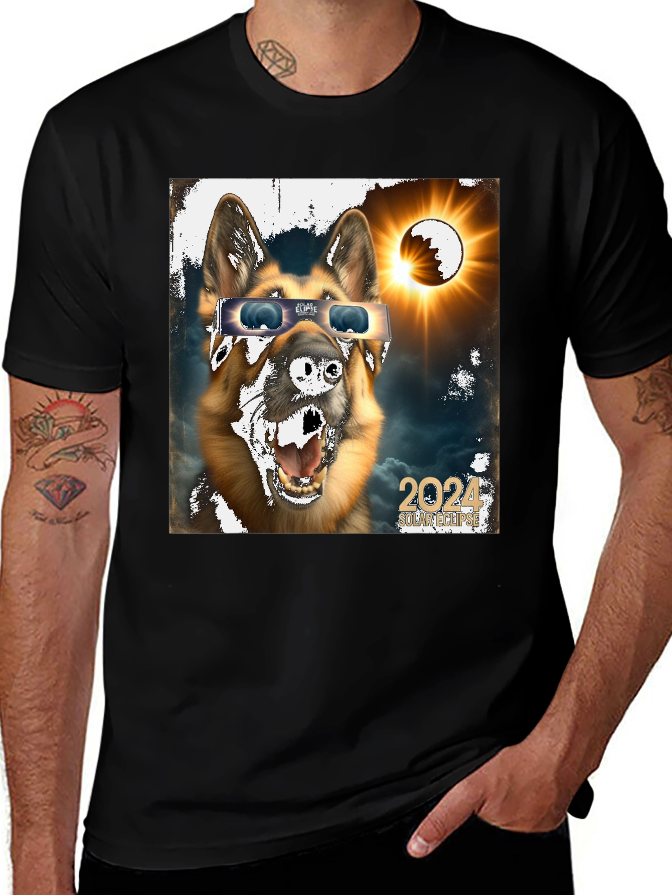 Variant 3 of Solar Eclipse Dog Graphic T-Shirt