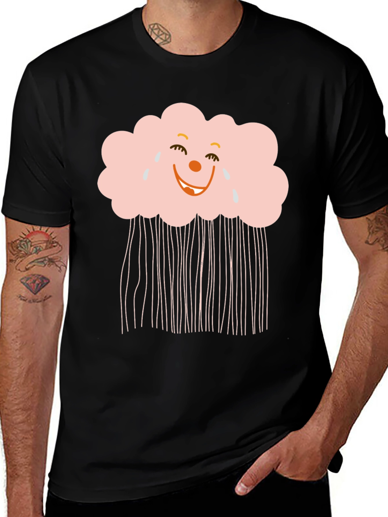 Variant 5 of Funny Cloud T-Shirt - Black Cotton Tee
