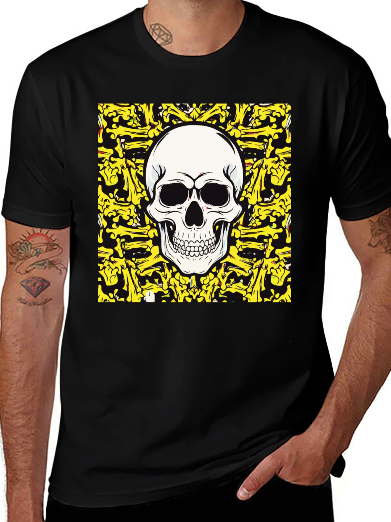 Variant 29 of Skull & Crossbones Graphic Tee - Black