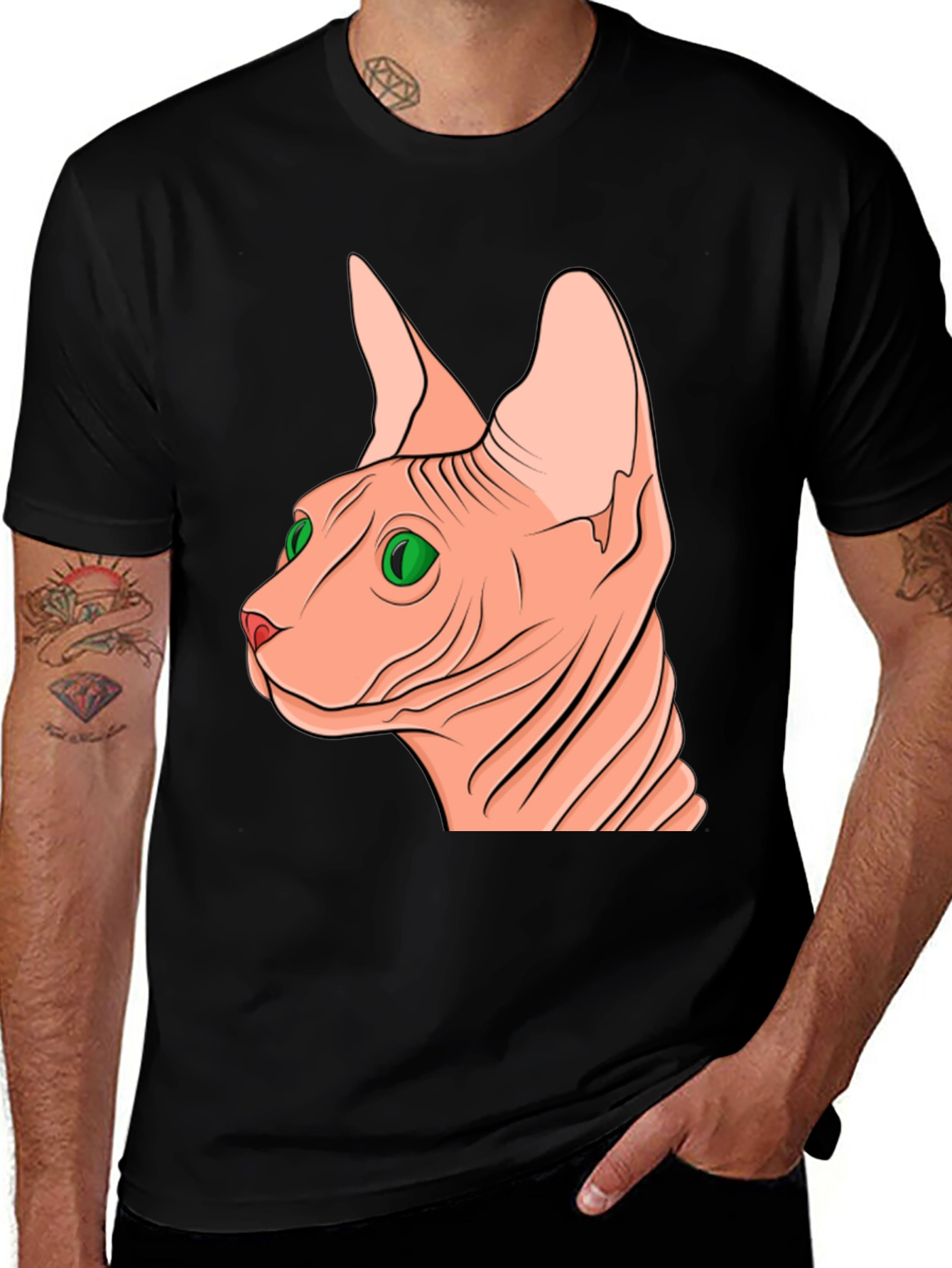 Black Sphynx Cat Graphic Tee - Unique Design main image