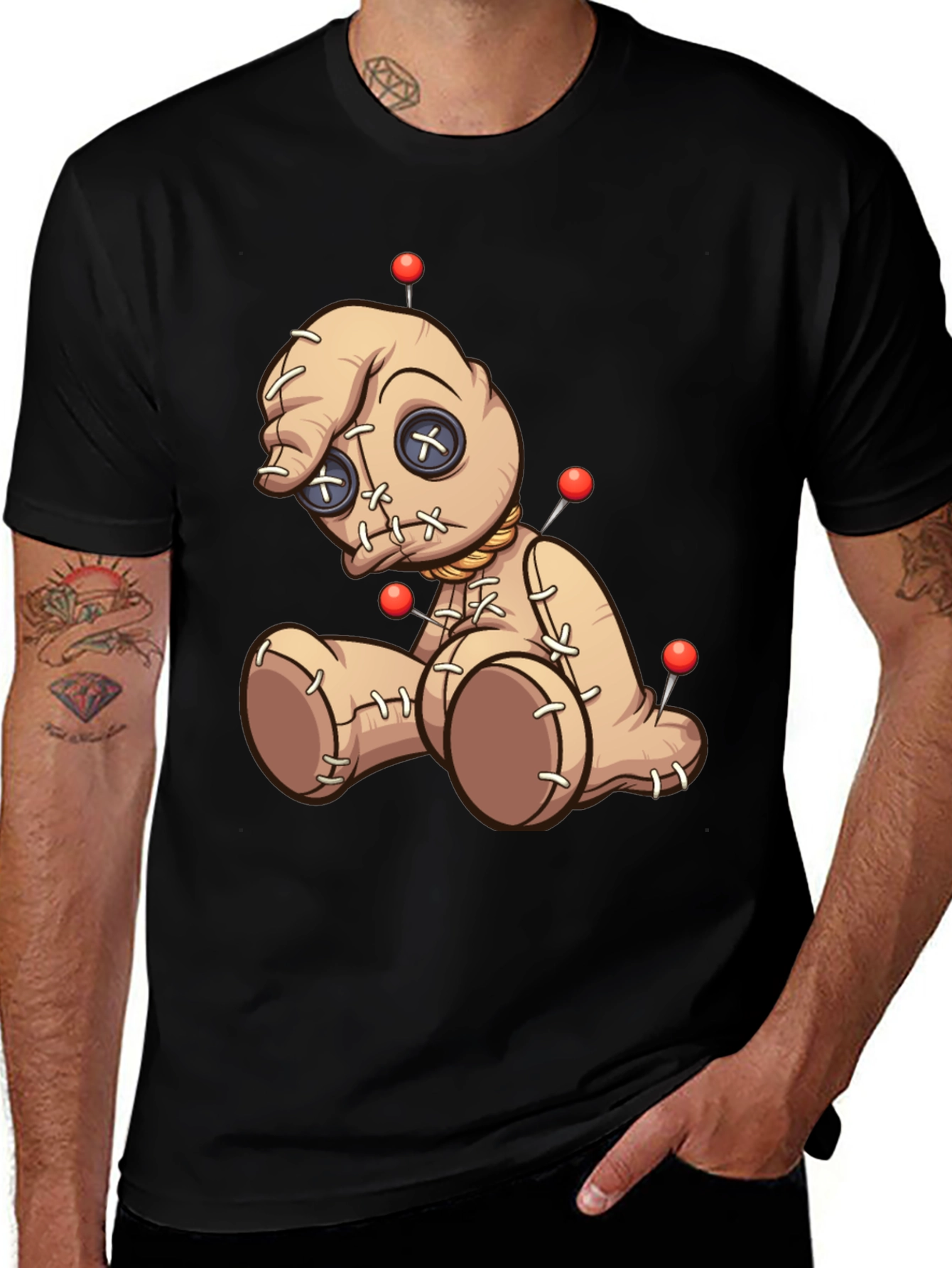 Variant 26 of Voodoo Doll Graphic Print T-Shirt - Black