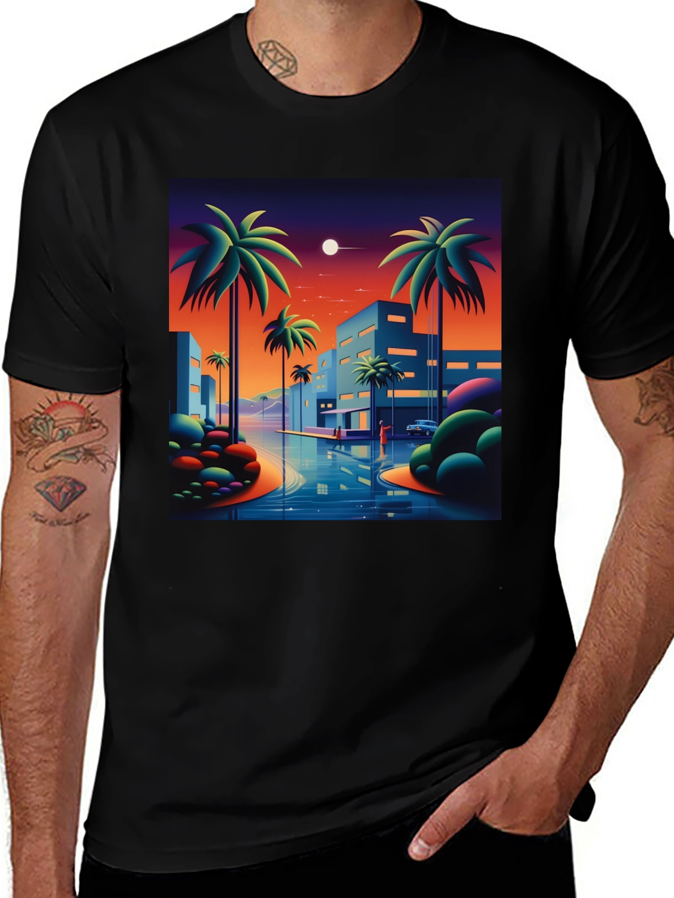 Variant 28 of Sunset Palm Graphic Tee