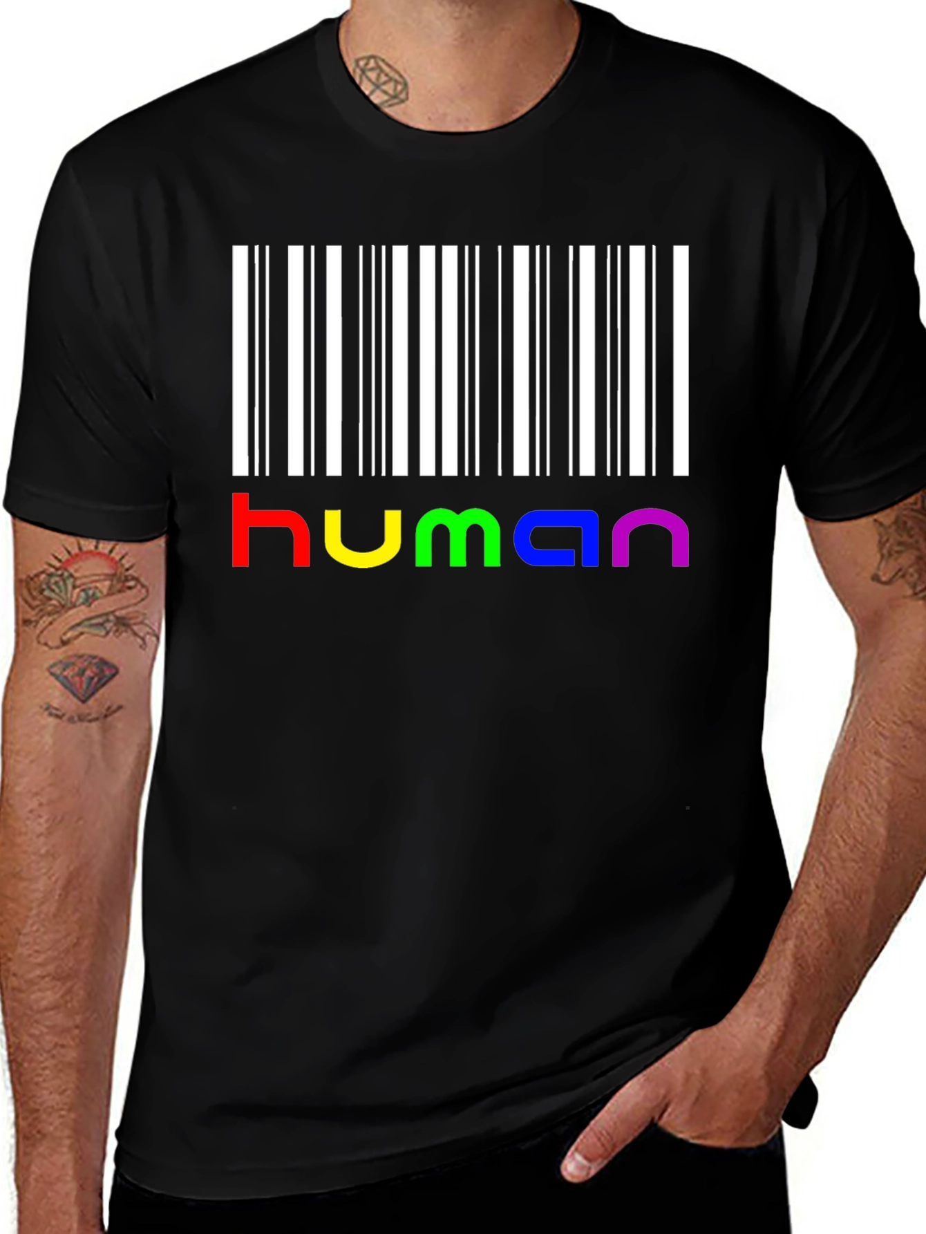 Variant 23 of Human Pride Barcode T-Shirt