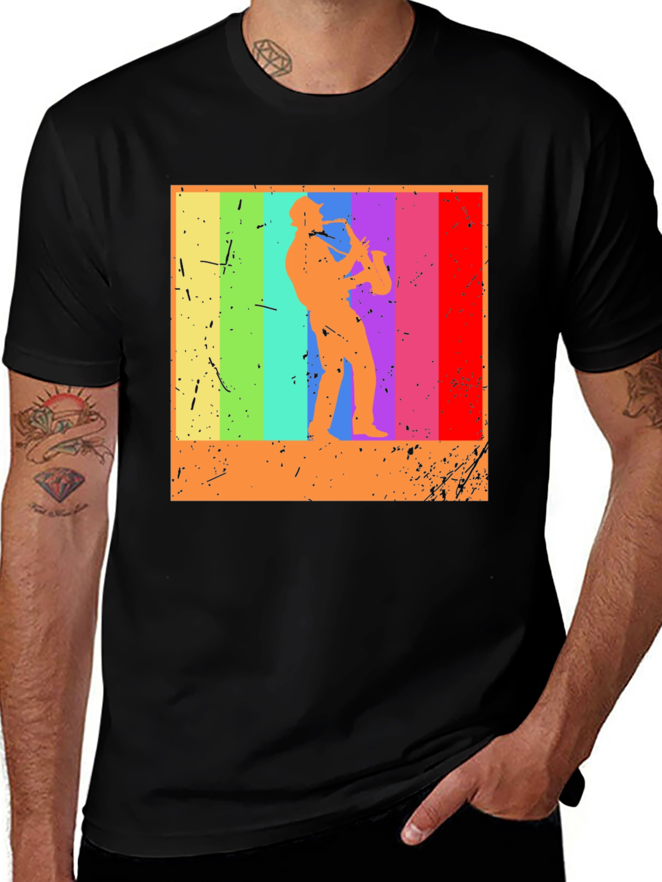 Variant 17 of Saxophone Rainbow Graphic Tee
