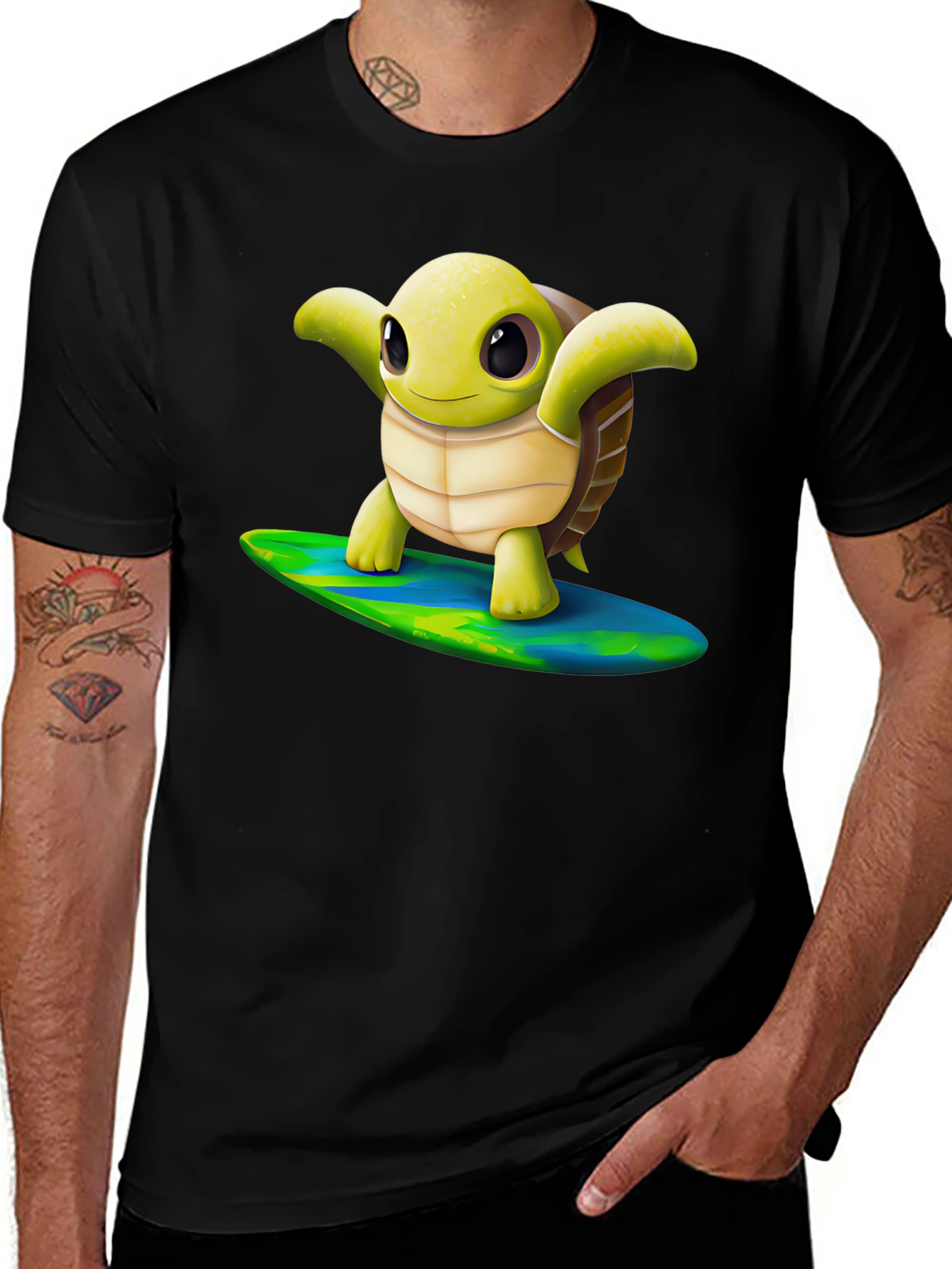 Variant 30 of Surfing Turtle Graphic Tee - Cool Animal Shirt