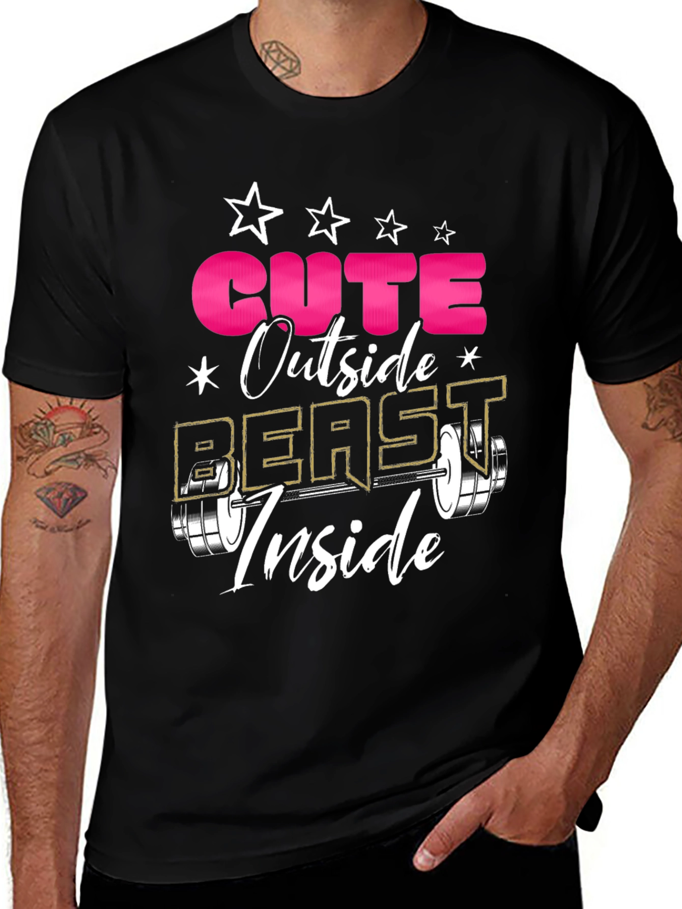 Variant 2 of Cute Outside Beast Inside Black T-Shirt