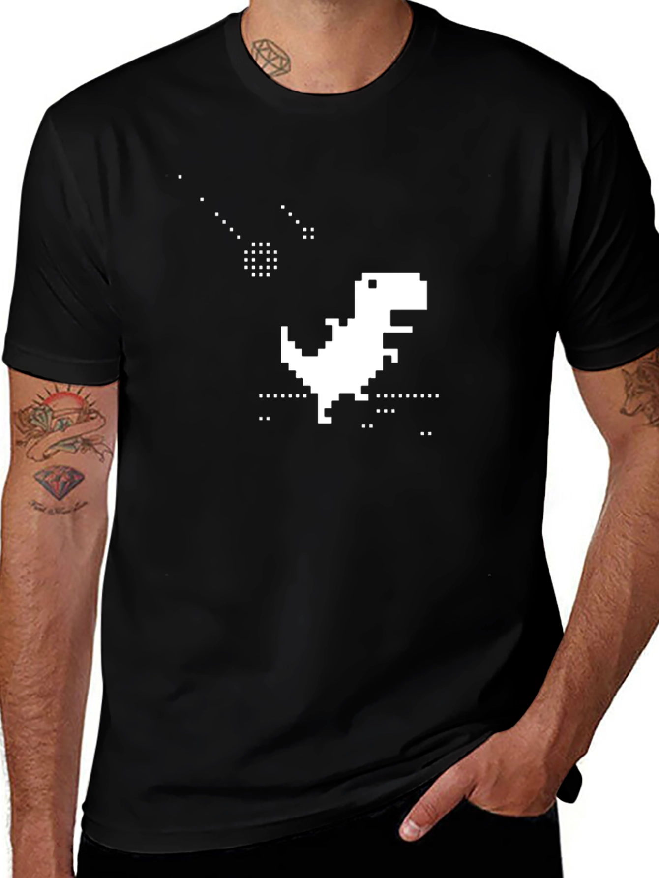 Variant 17 of Pixel Dinosaur Black T-Shirt