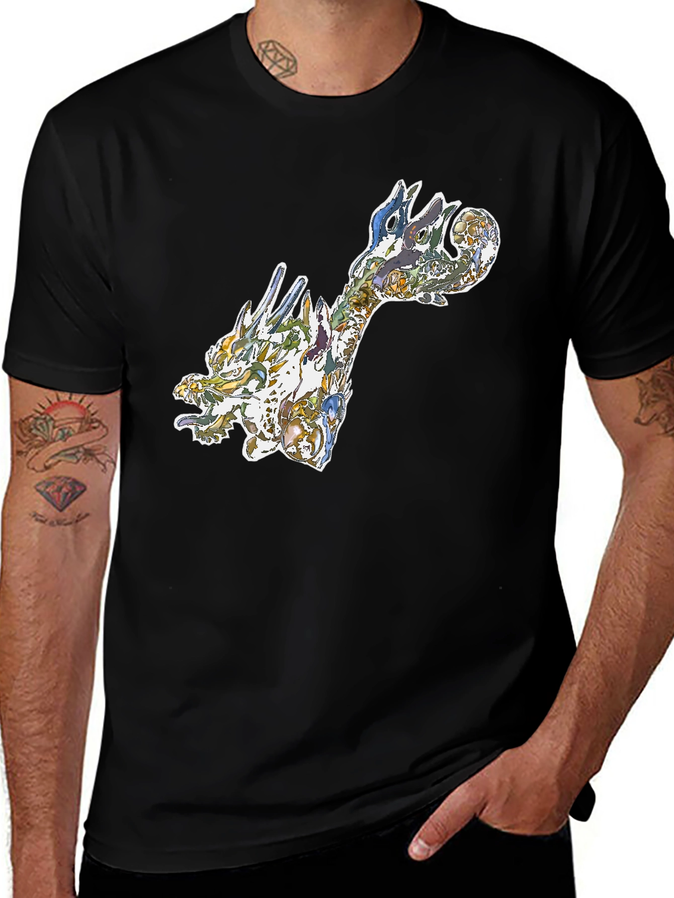 Variant 6 of Dragon Art Graphic Tee - Black
