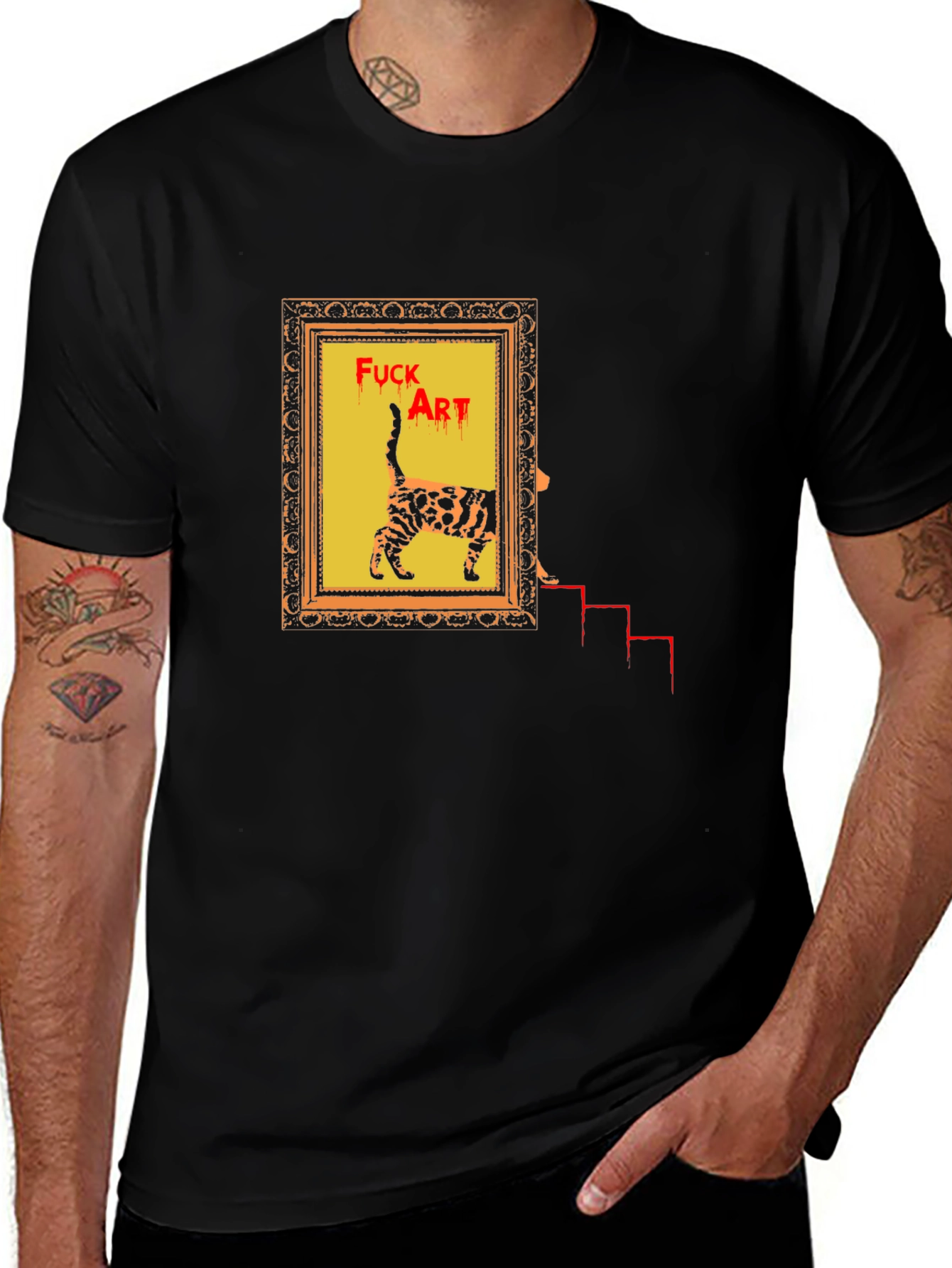 Variant 11 of Edgy Cat Art T-Shirt - Statement Tee