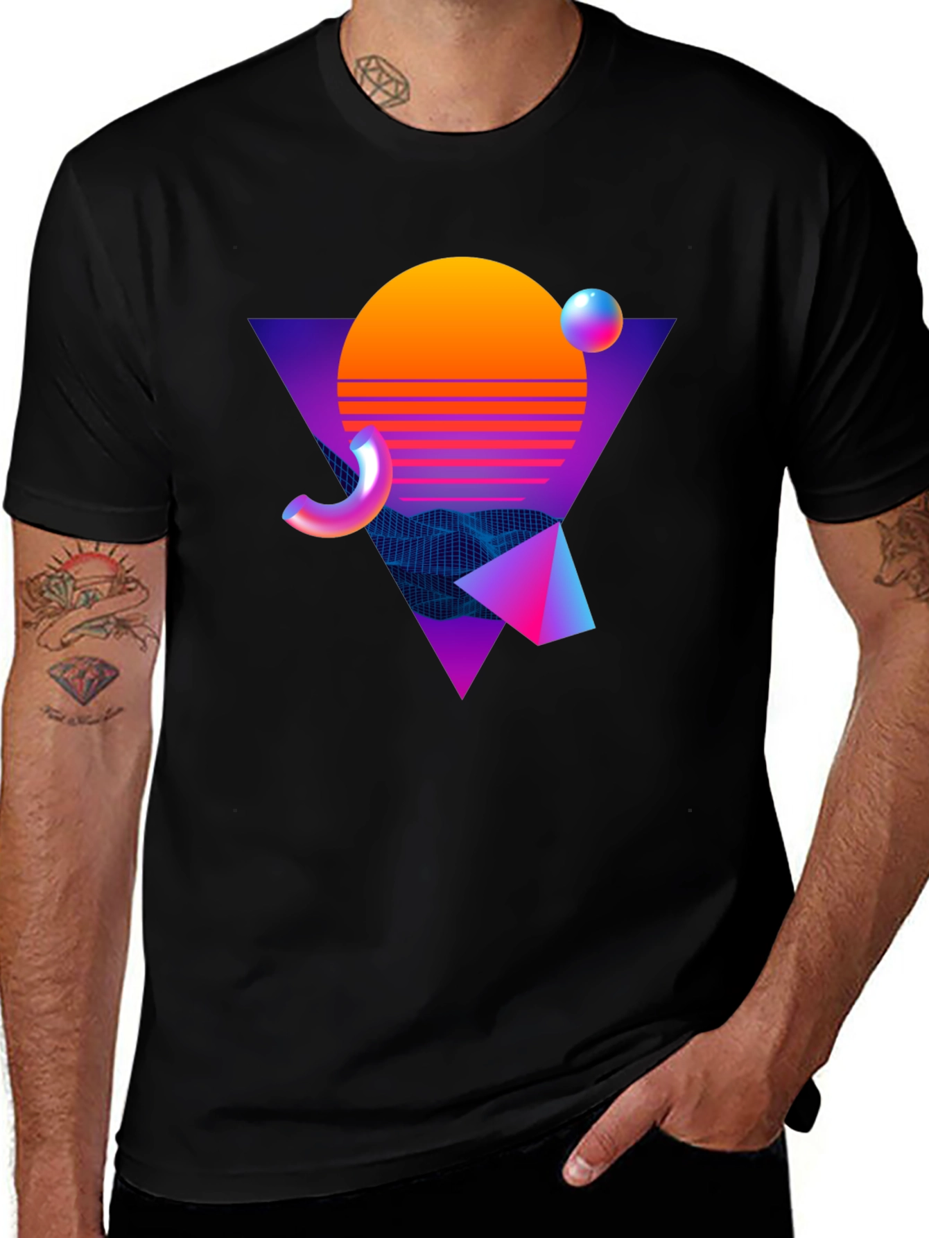 Variant 25 of Retro Wave Graphic Tee - Black