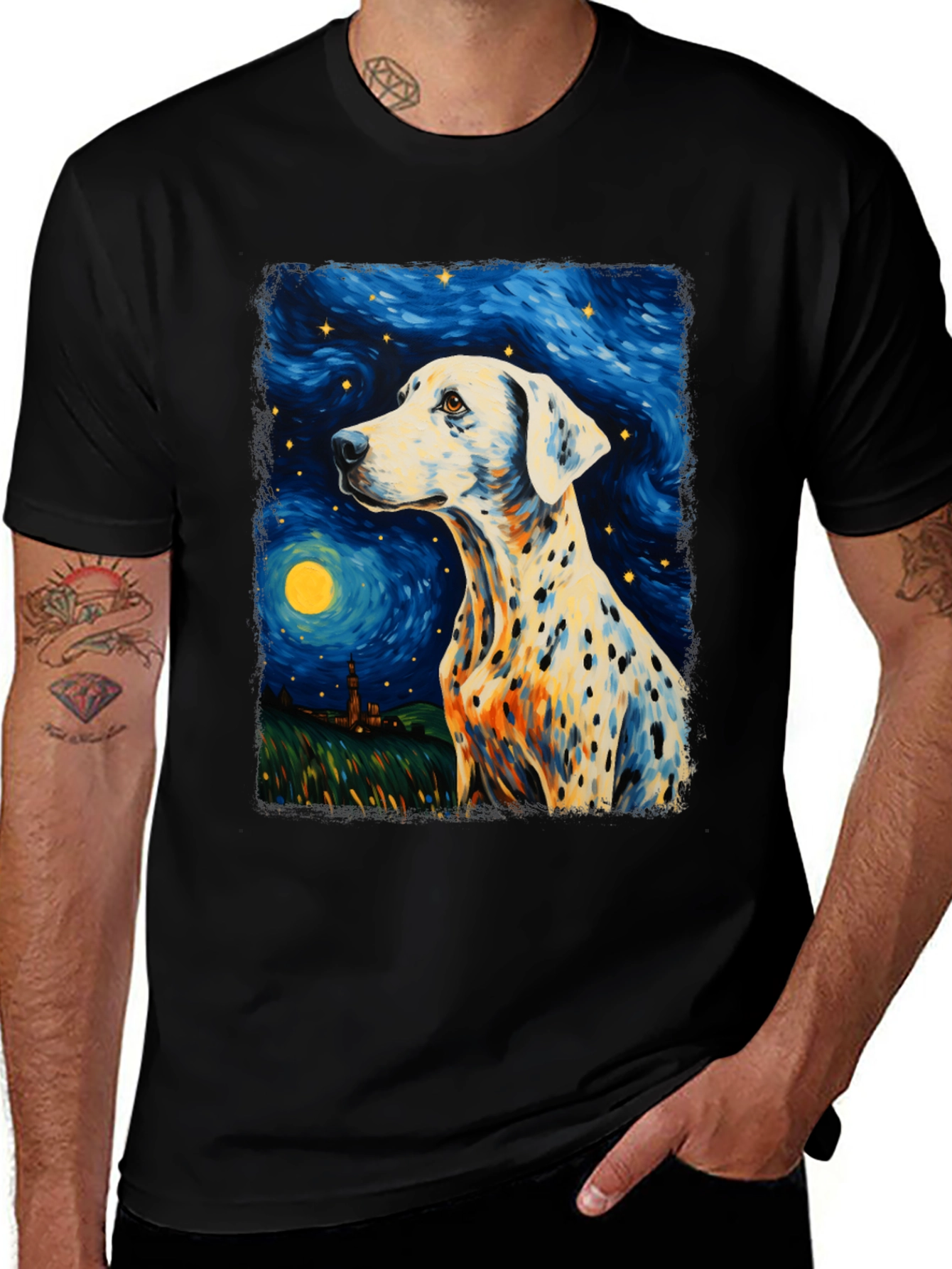 Dalmatian Starry Night Graphic Tee