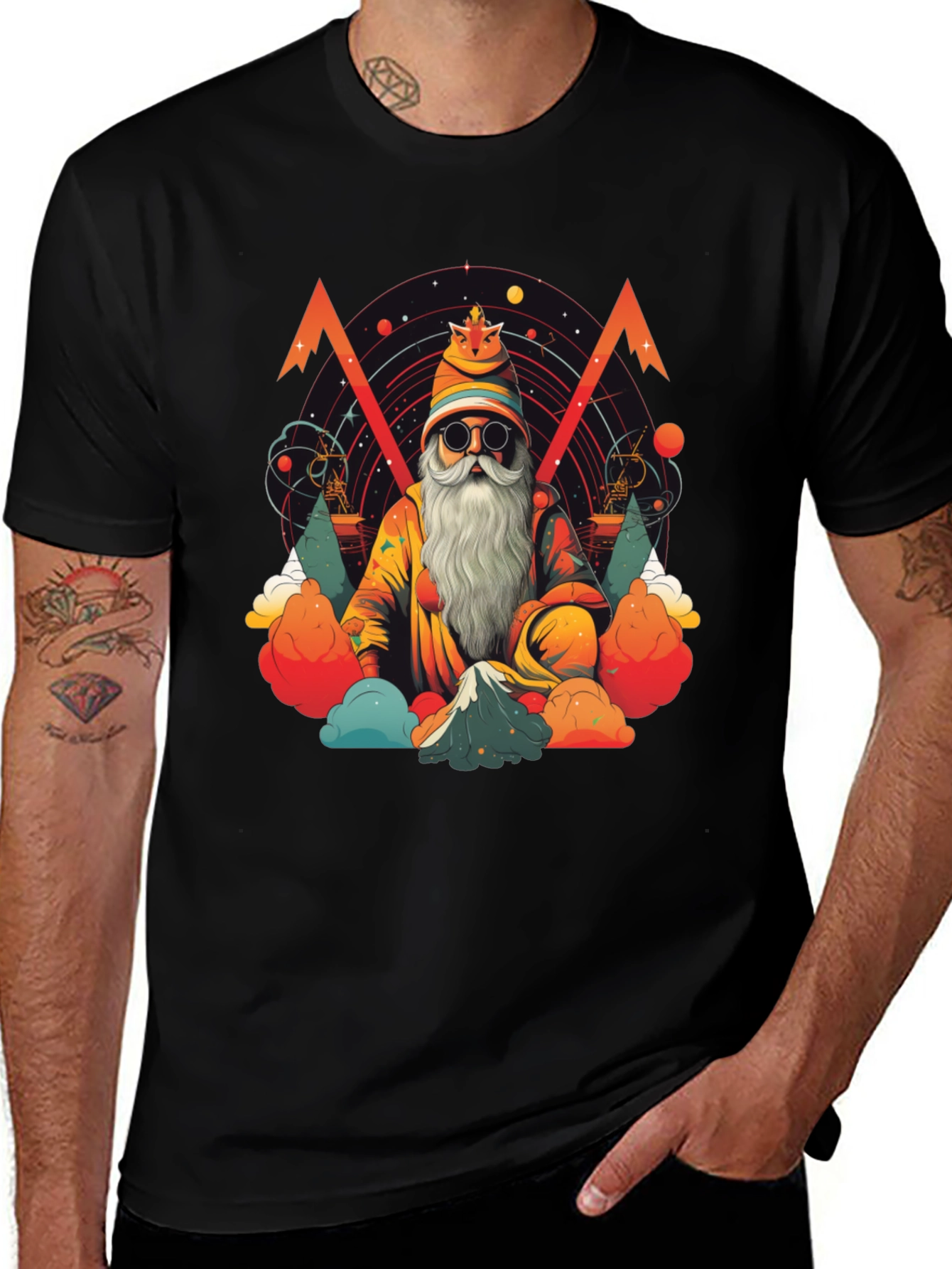 Wizard Graphic Tee - Black Cotton T-Shirt