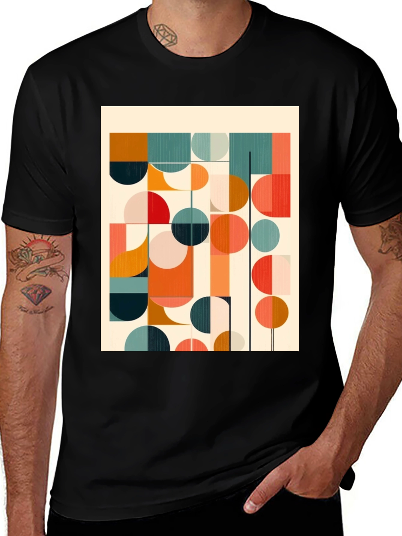 Variant 29 of Retro Geometric Graphic Print Tee