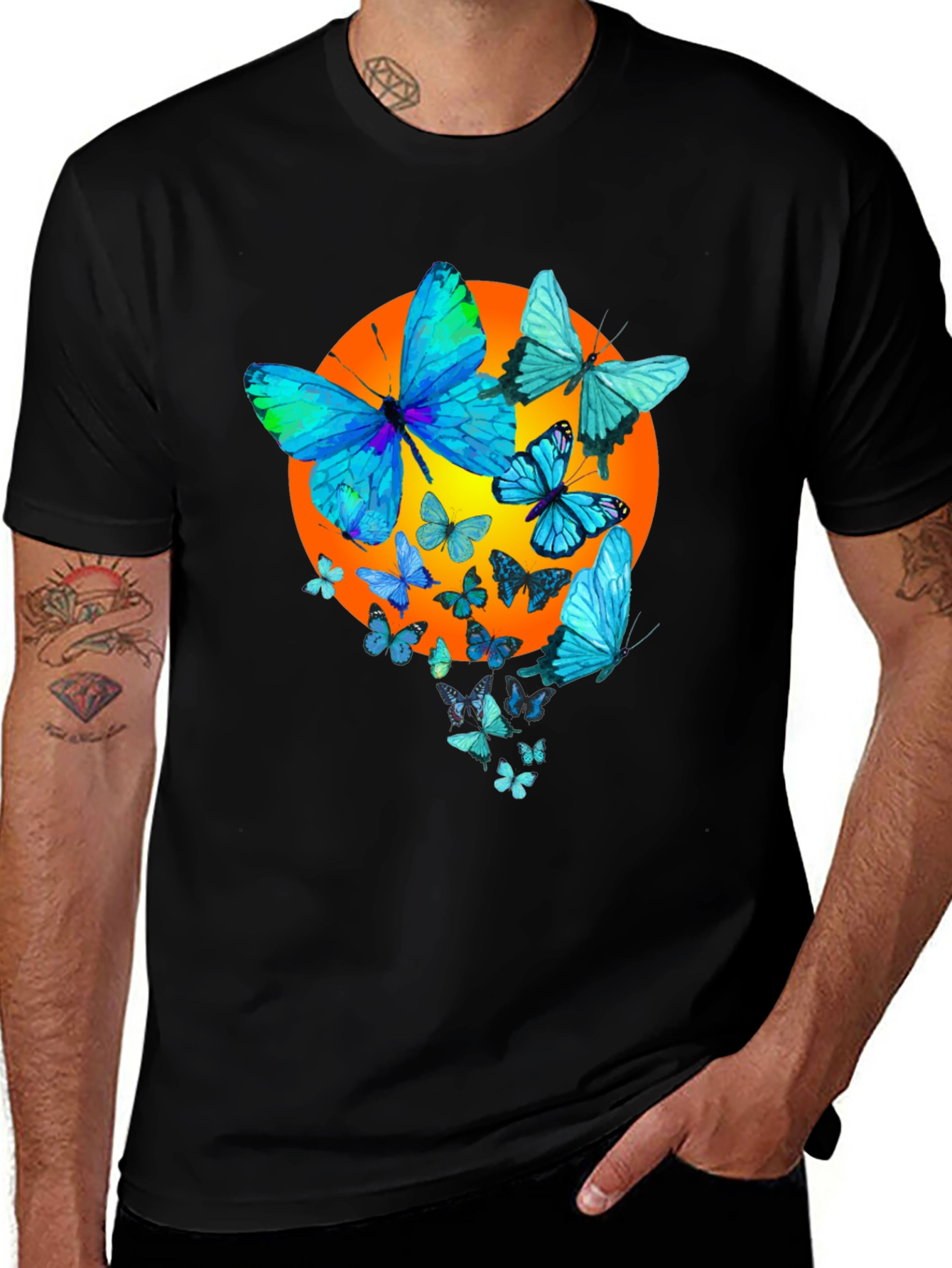 Variant 30 of Butterfly Graphic Tee - Men's Black T-Shirt