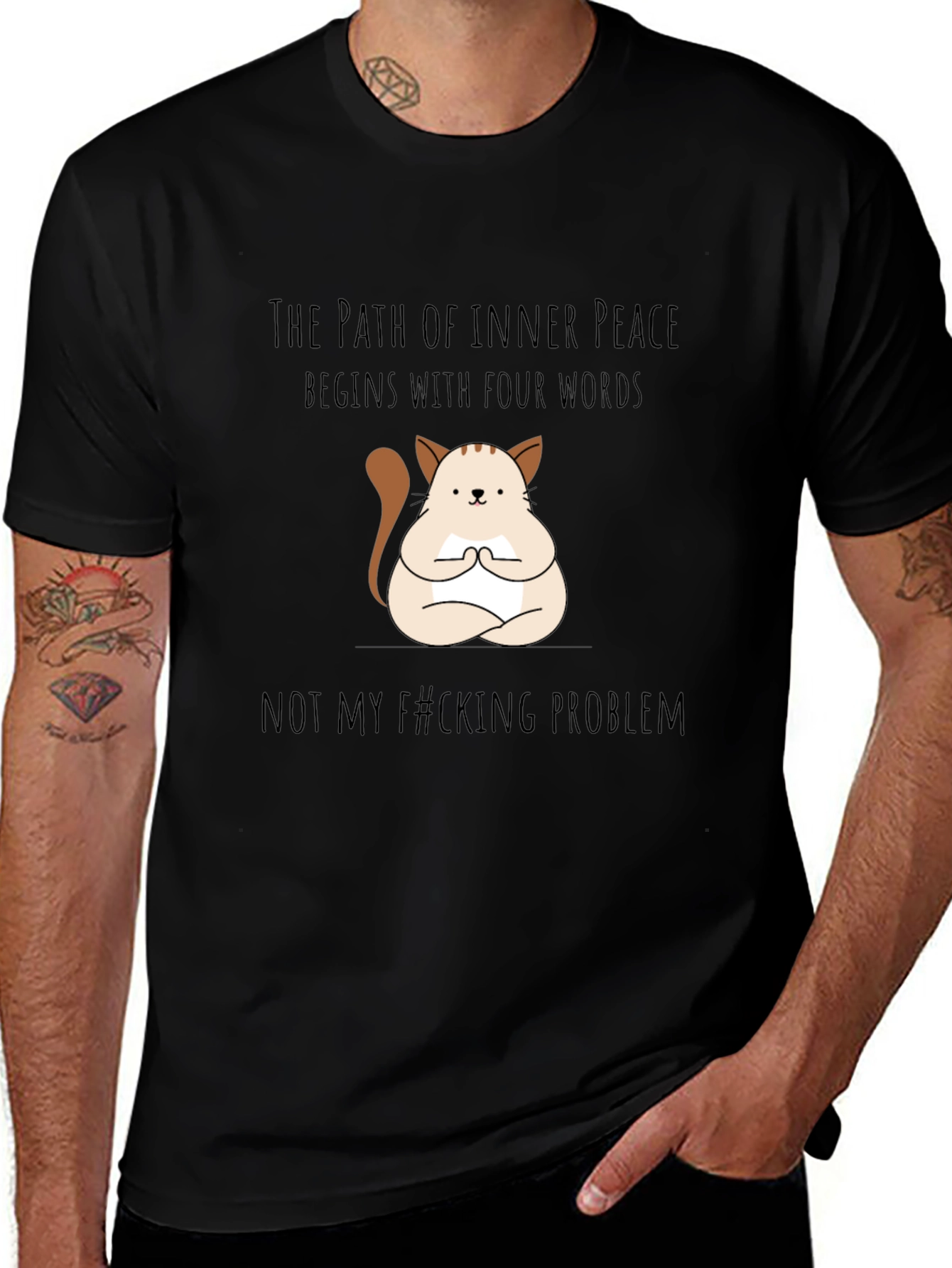 Variant 12 of Funny Cat Meditation T-Shirt
