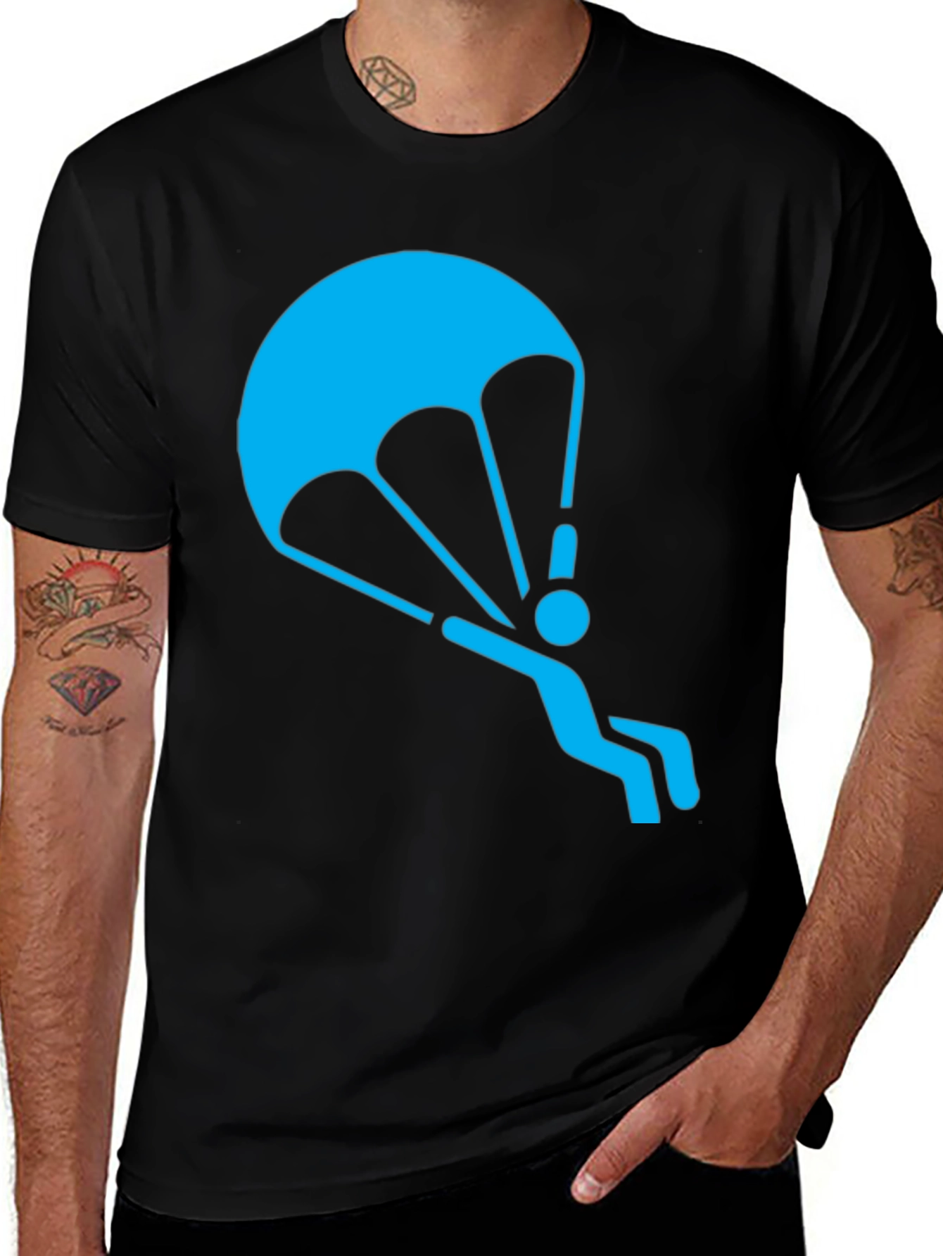 Variant 5 of Skydiving T-Shirt - Black Cotton Parachute Design