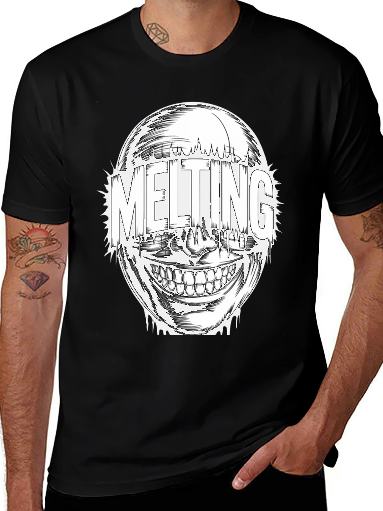 Variant 23 of Melting Face Graphic Tee - Black