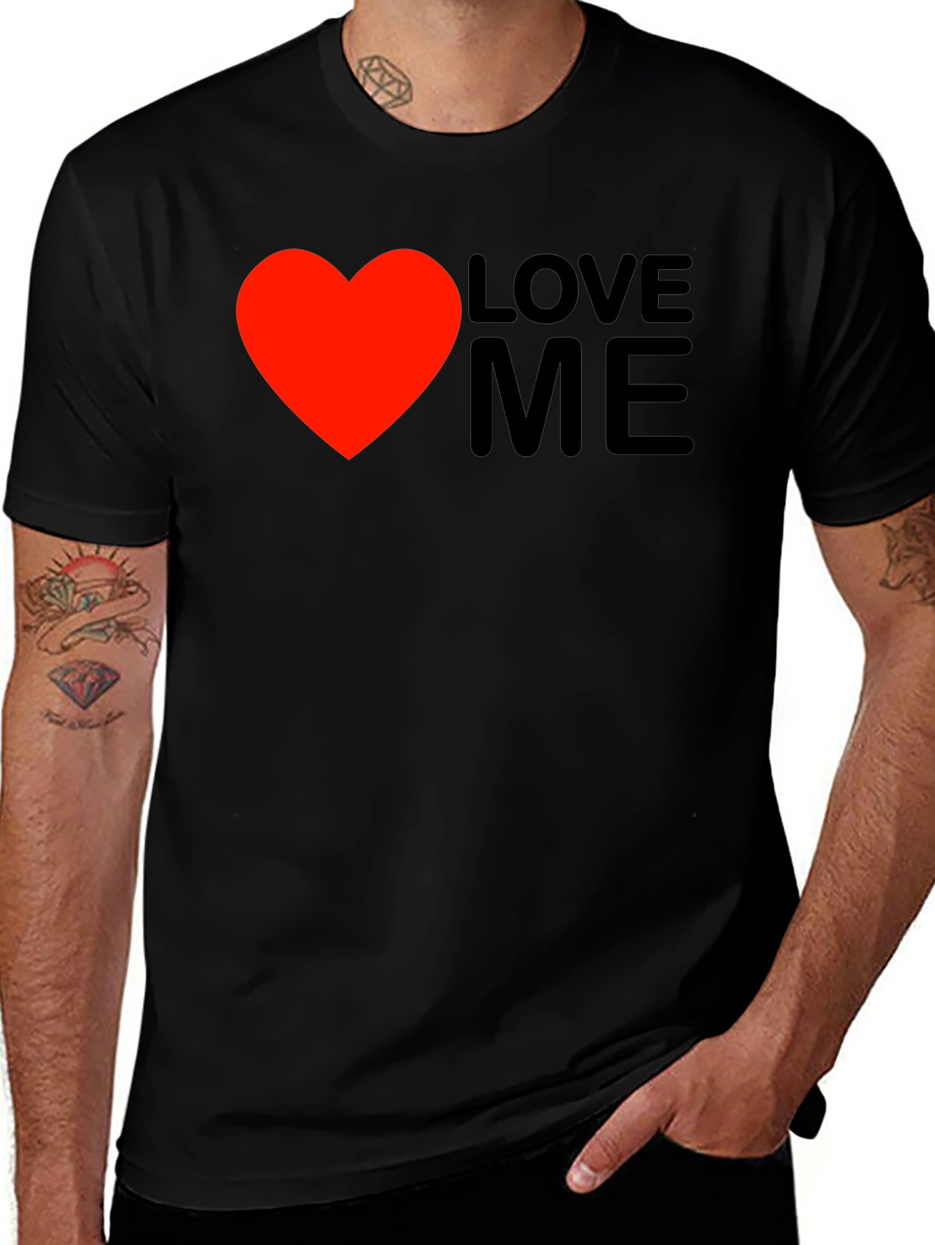 Variant 21 of Love Me Graphic Tee - Black Cotton Casual Wear