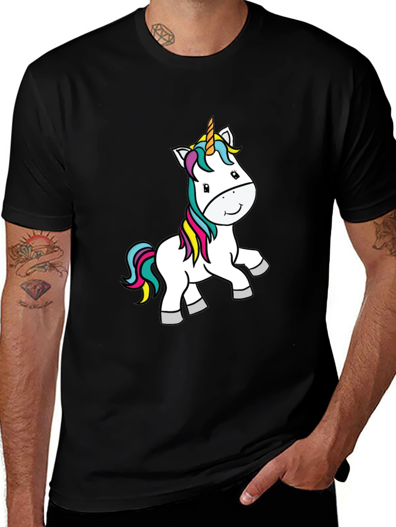 Variant 3 of Unicorn Graphic T-Shirt - Black, Cotton Blend