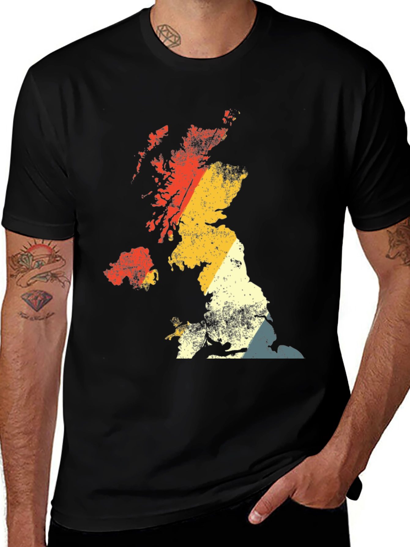 Variant 27 of Retro UK Map Graphic Tee - Black