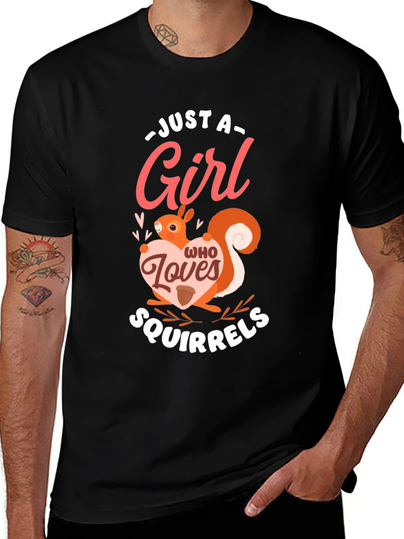 Variant 8 of Squirrel Lover Women's Graphic Tee - Black