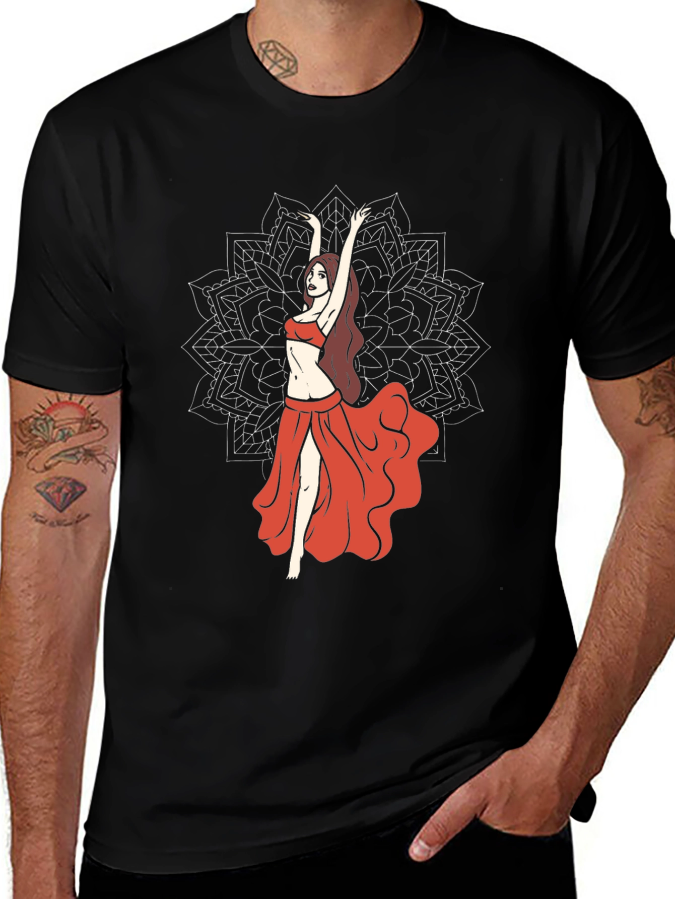 Variant 29 of Belly Dance Graphic Tee - Mandala Design