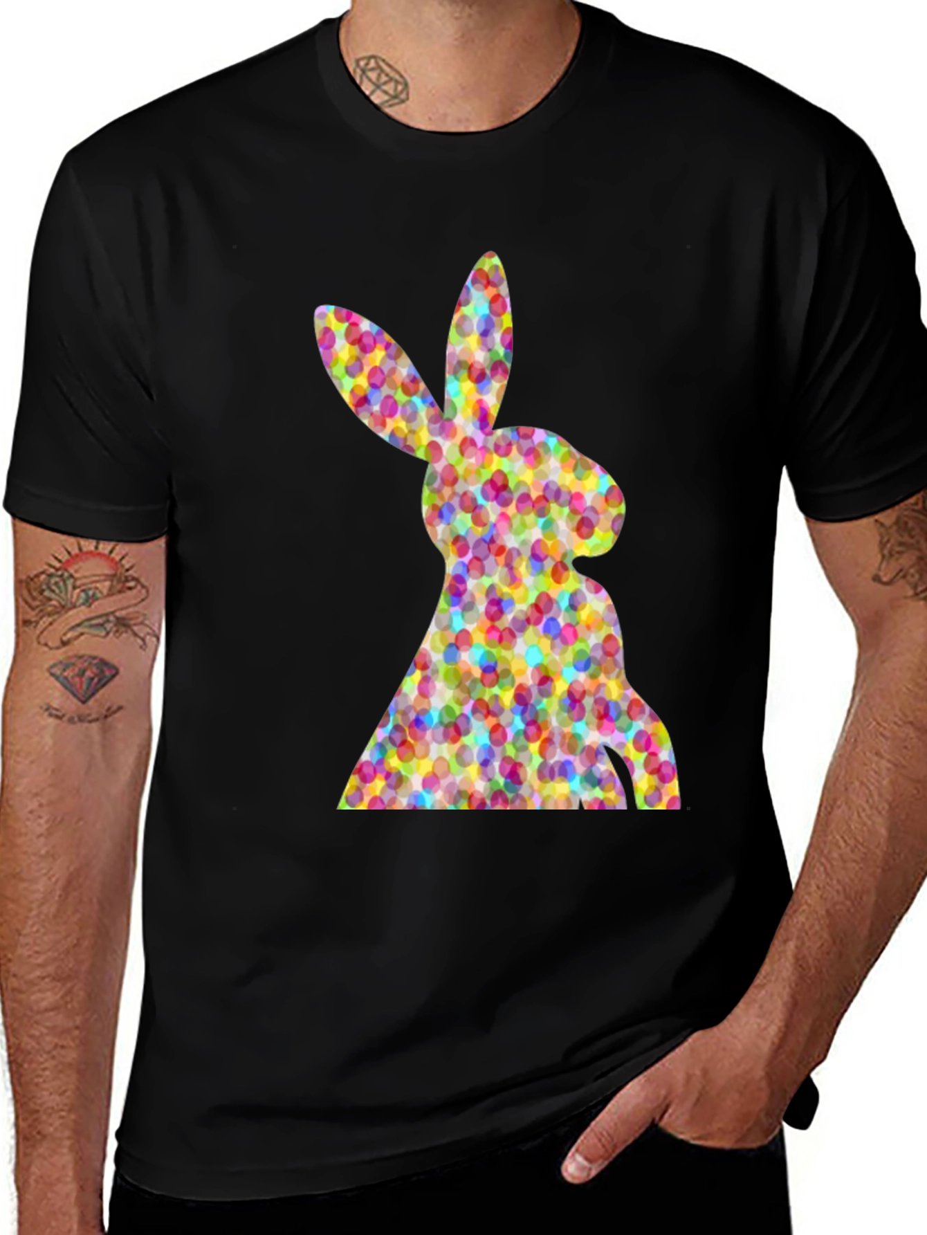 Easter Bunny Eggs Black T-Shirt