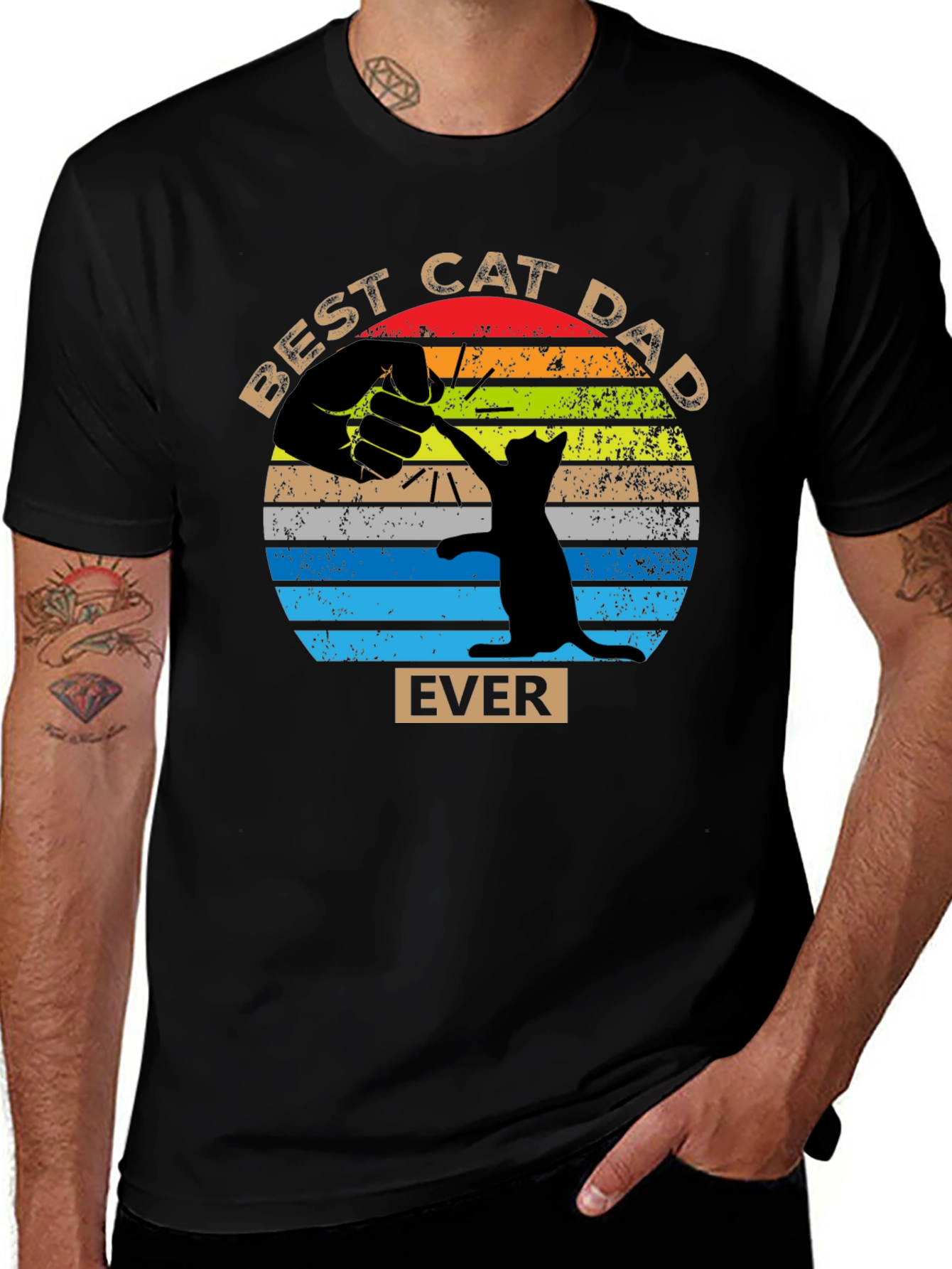 Variant 20 of Best Cat Dad Ever T-Shirt - Black