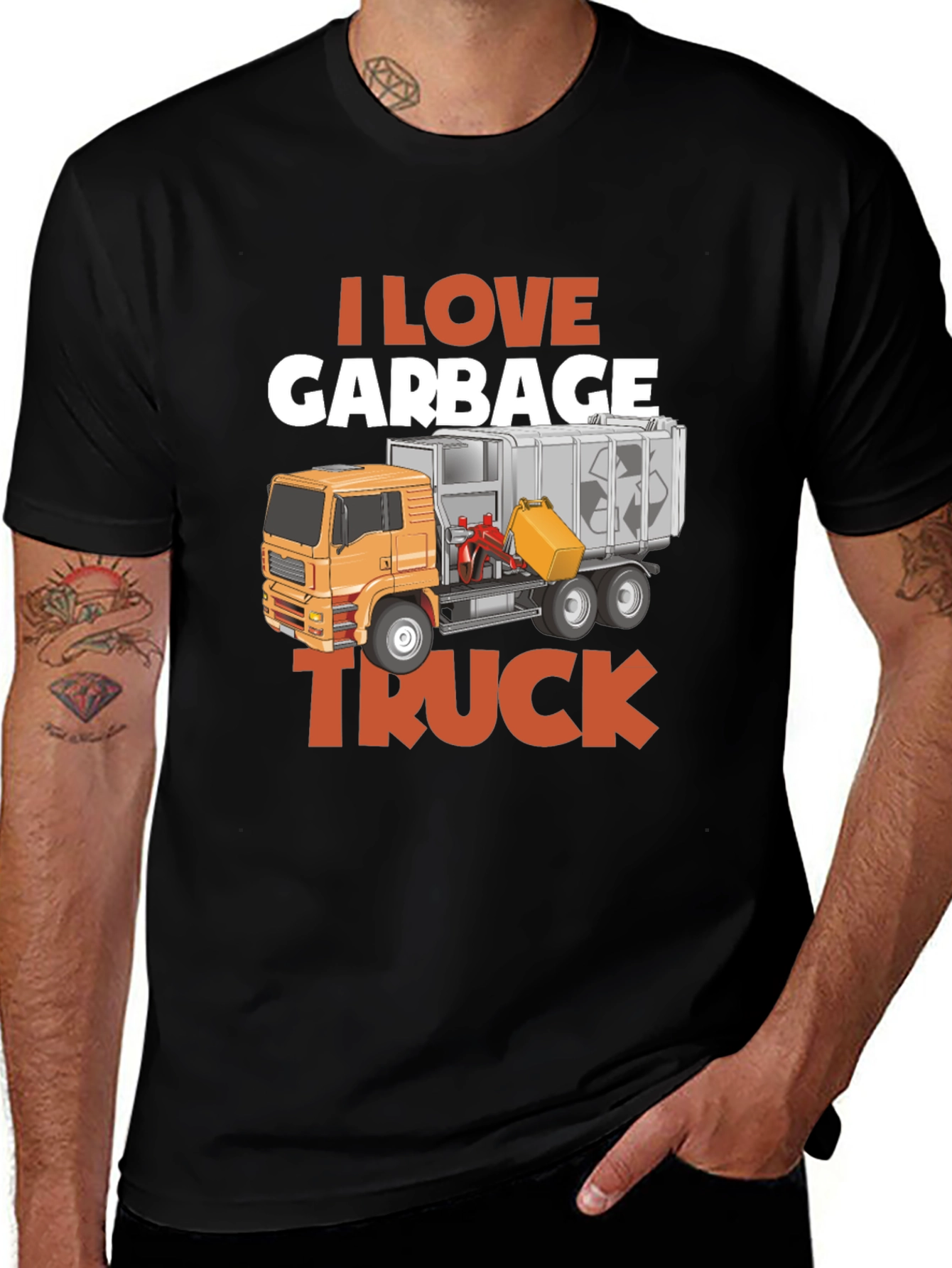I Love Garbage Truck T-Shirt - Black