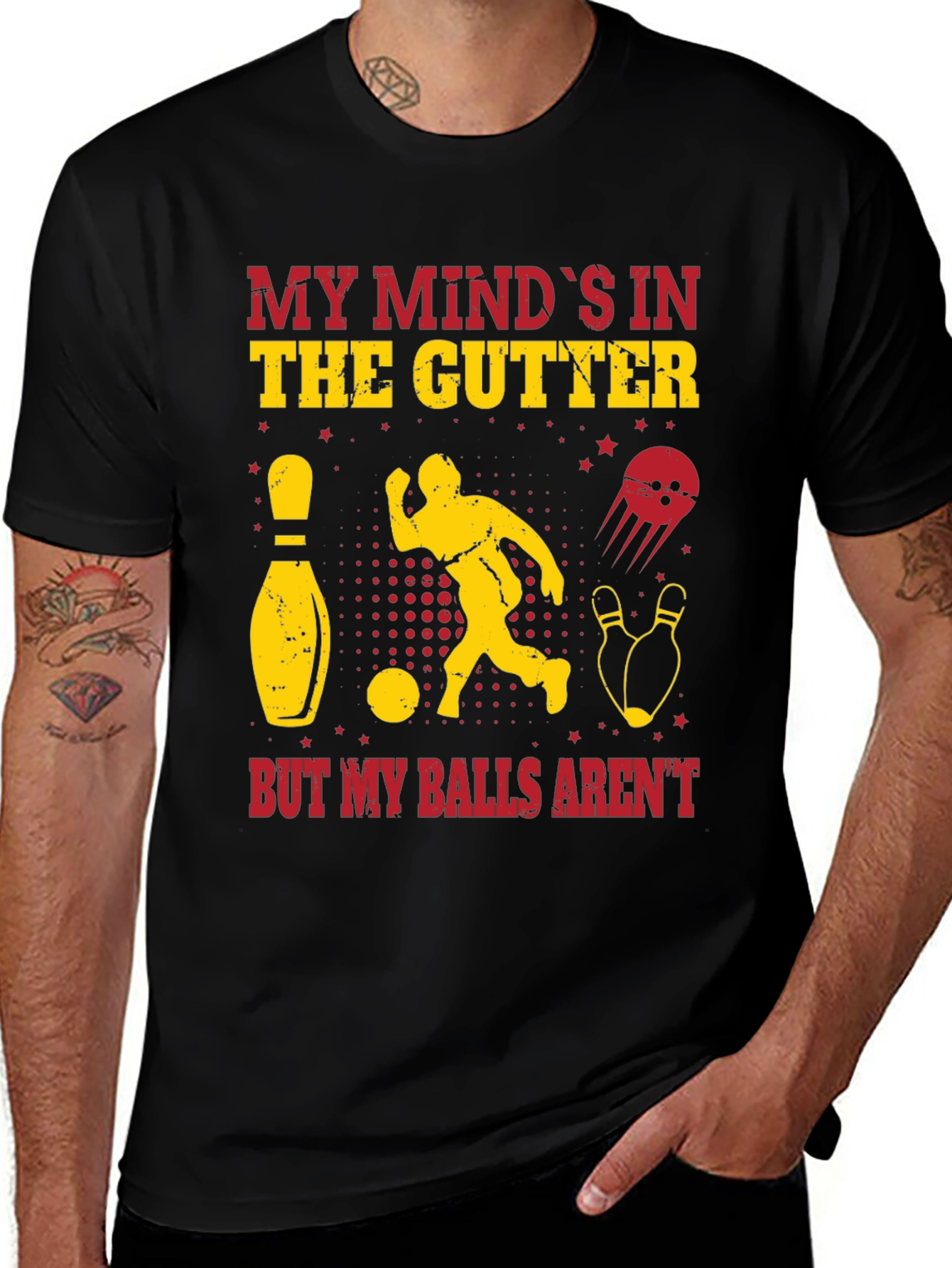 Variant 19 of Funny Bowling T-Shirt - My Mind's In the Gutter