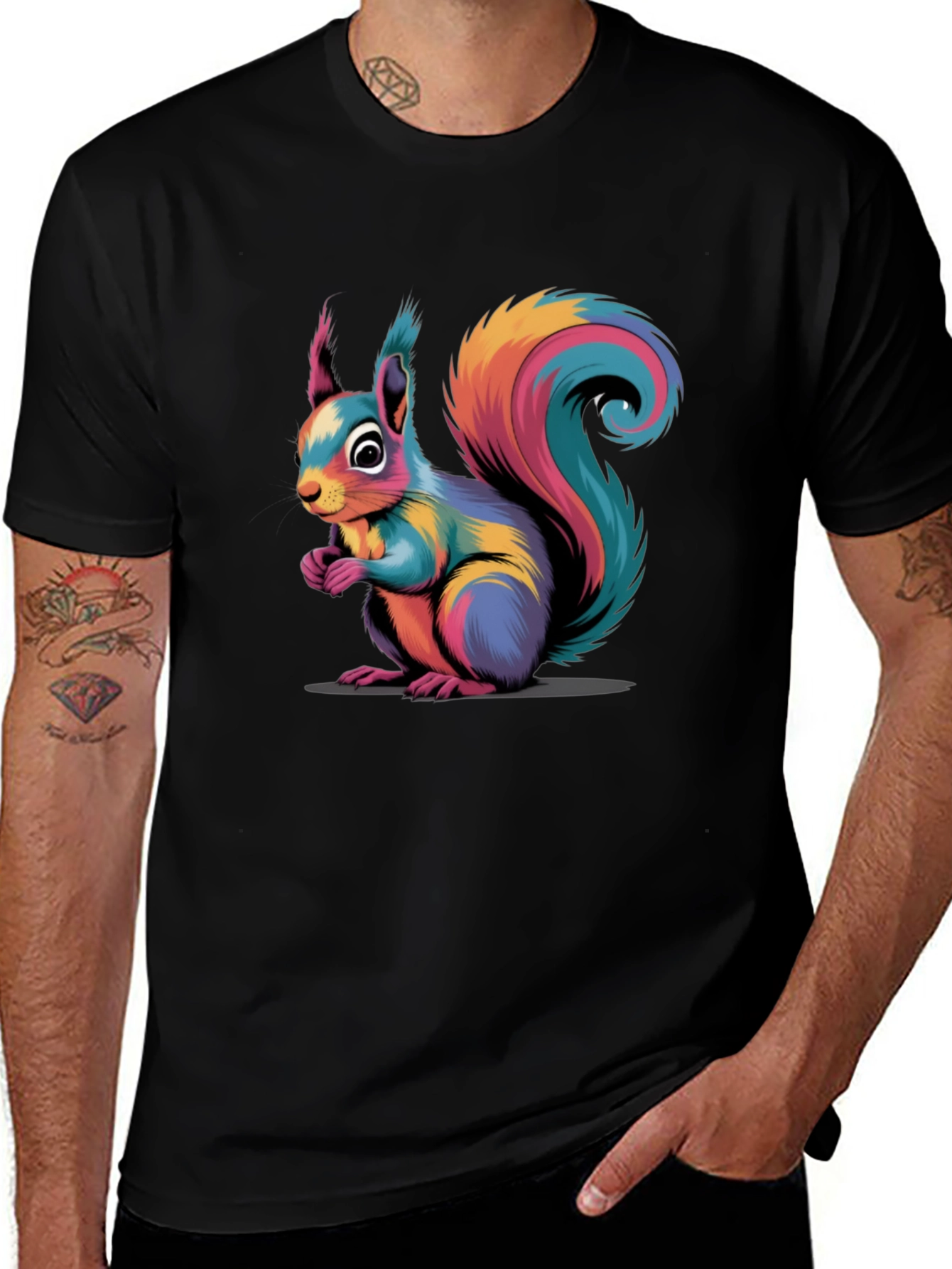 Variant 2 of Vibrant Squirrel Graphic Tee - Stylish Animal Print Shirt
