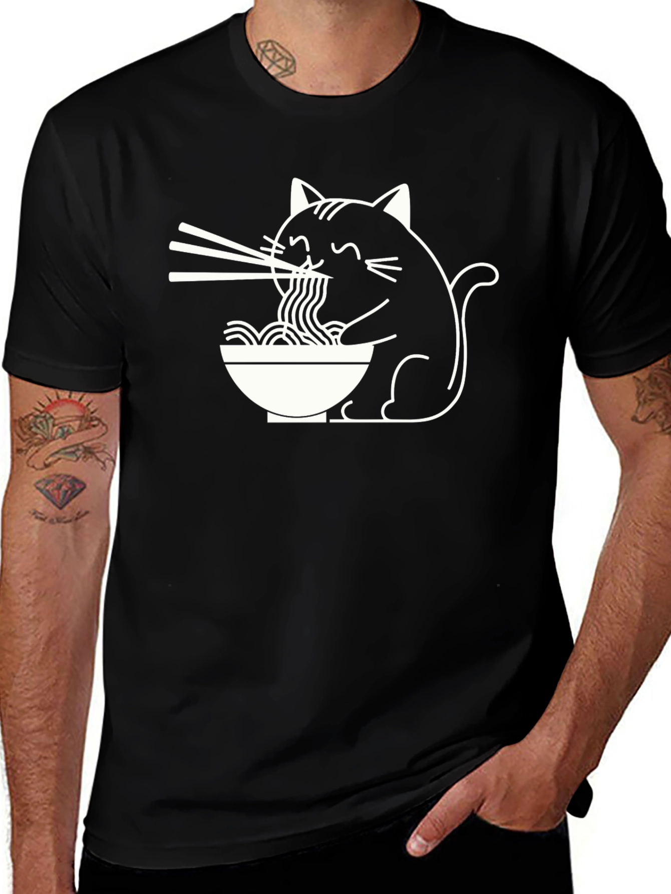 Ramen Cat Graphic Tee - Cute Unisex T-Shirt