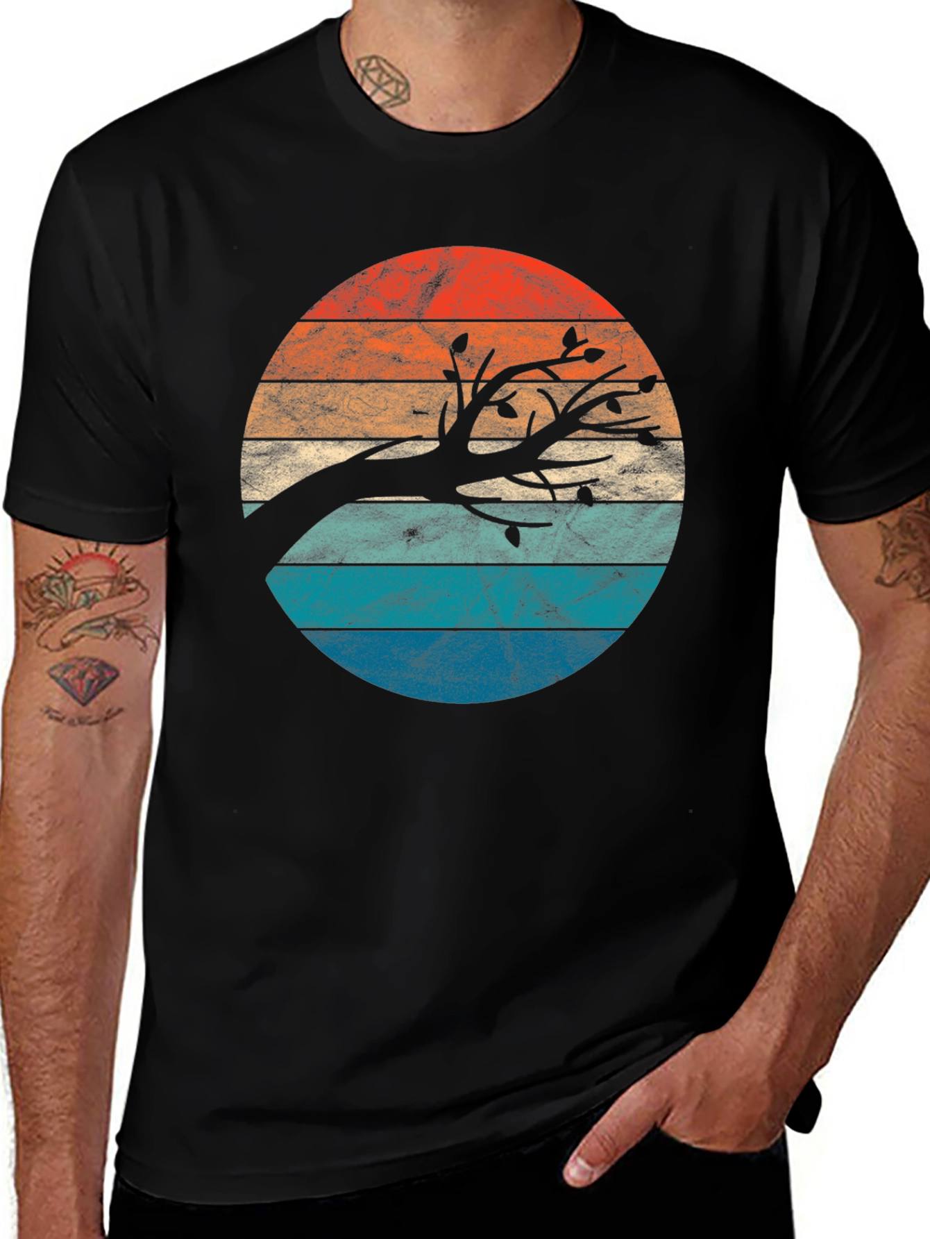 Variant 10 of Retro Sunset Tree Graphic Tee
