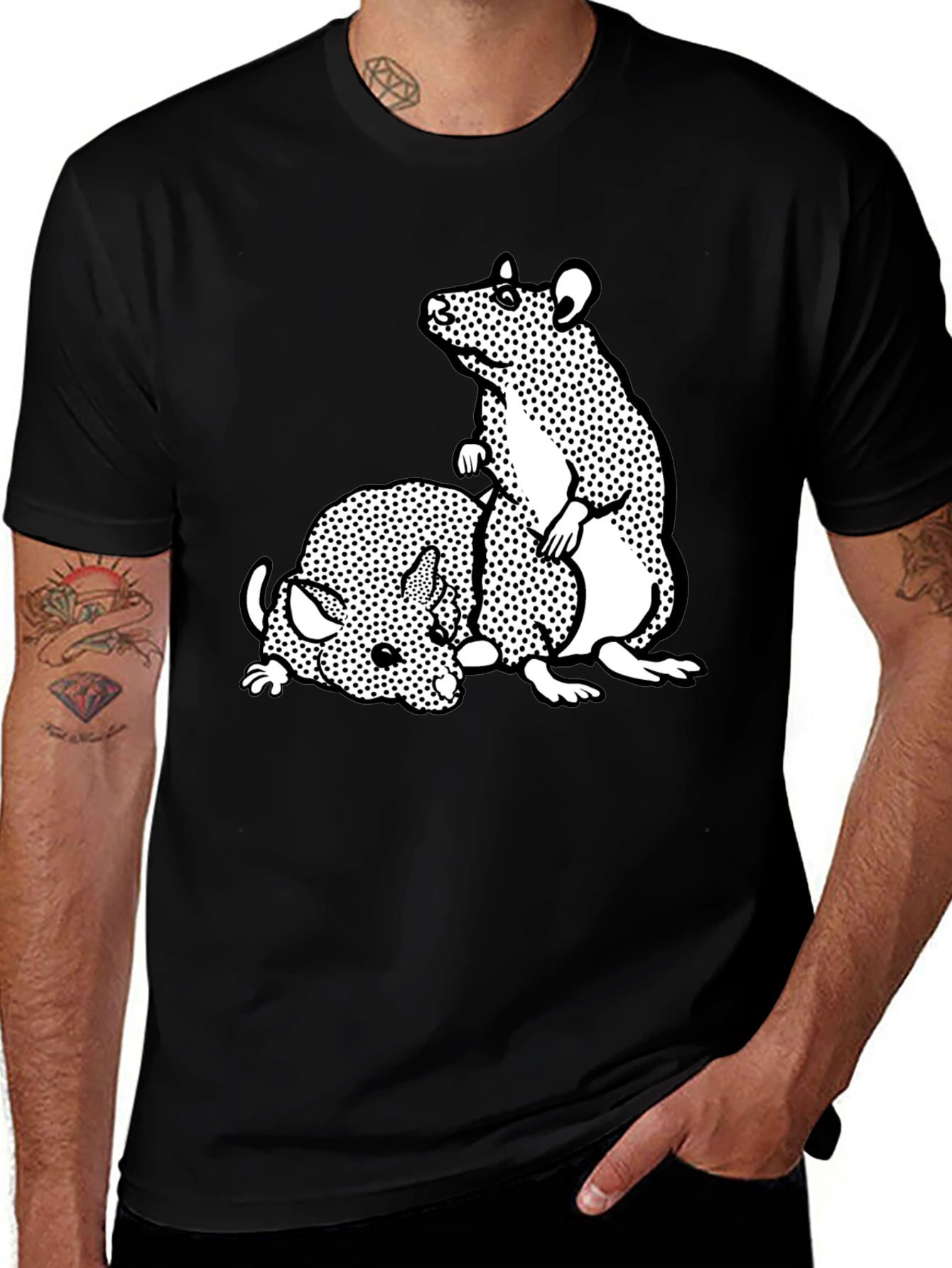 Variant 26 of Rats Graphic Tee - Black Casual T-Shirt