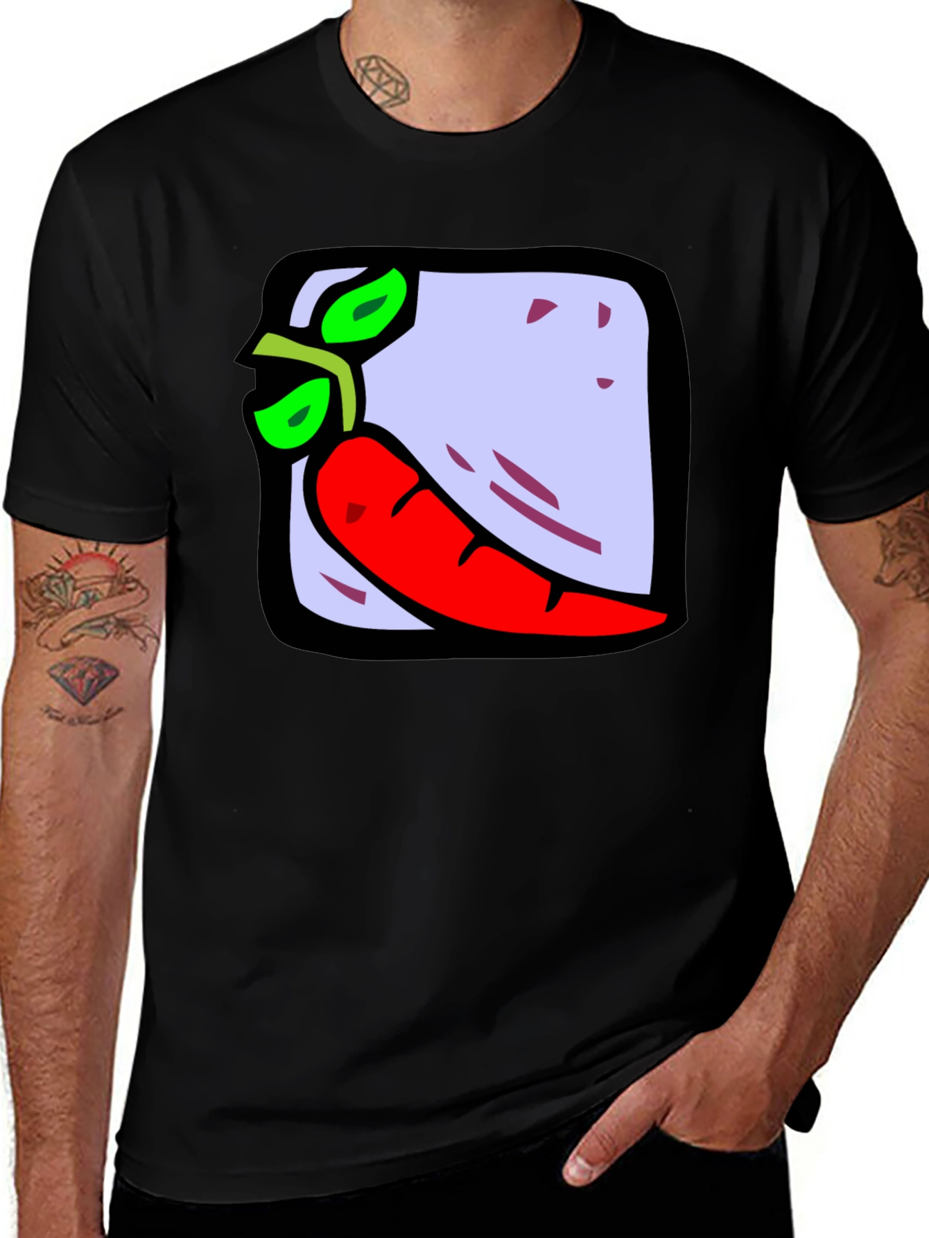 Variant 25 of Funny Pepper Graphic Black T-Shirt