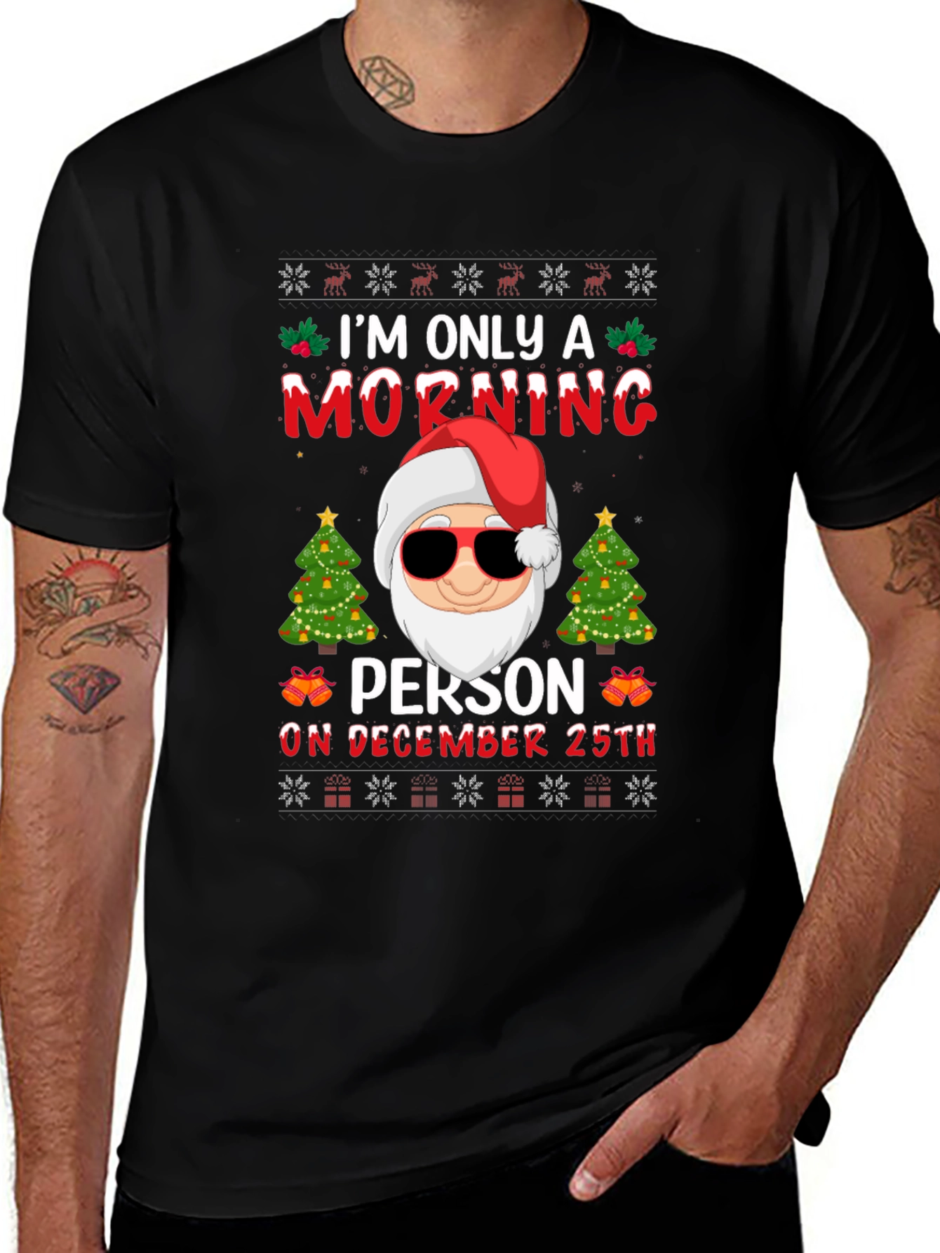 Funny Christmas Santa Morning Person Graphic T-Shirt