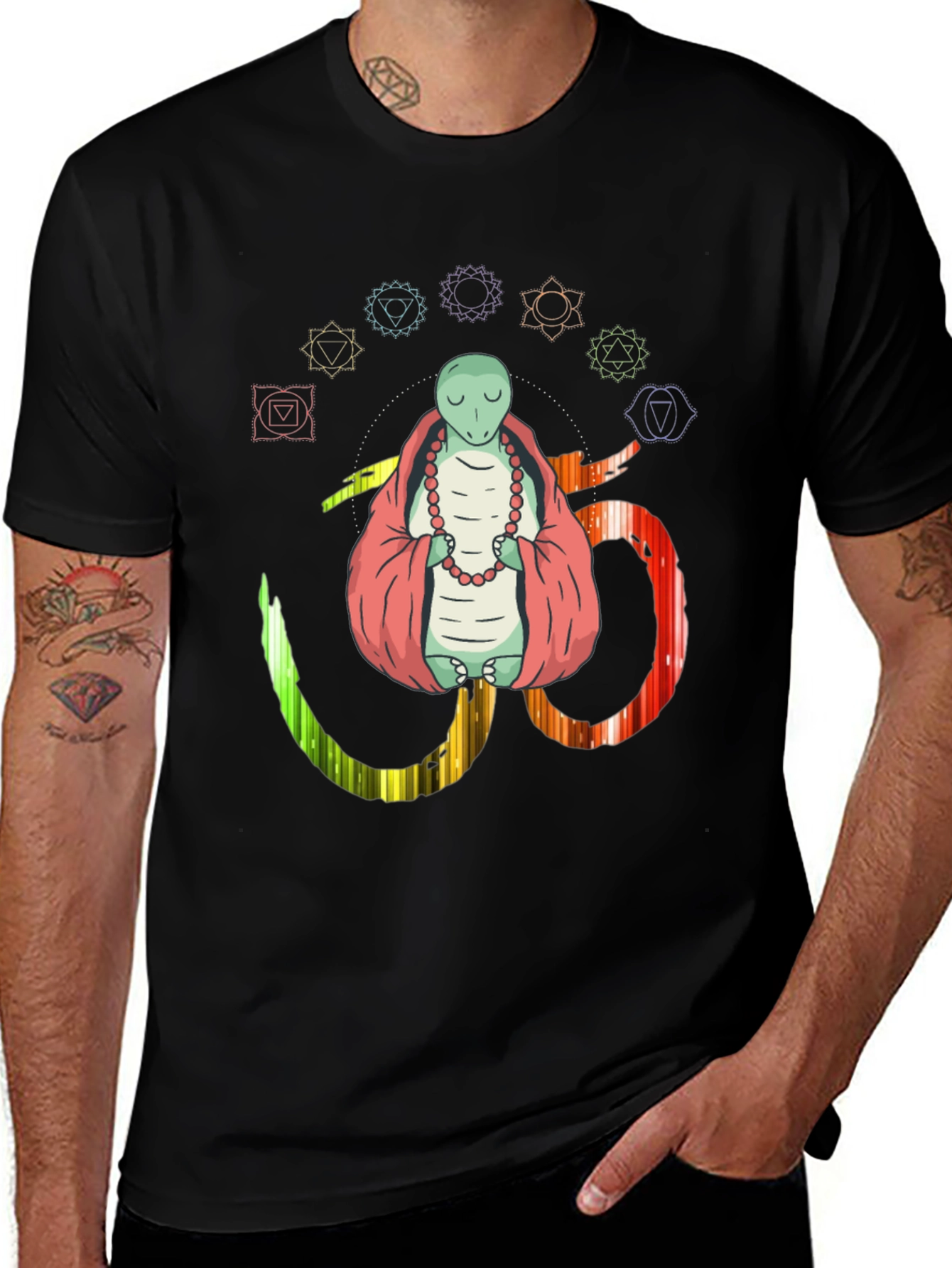 Variant 22 of Meditating Lizard Om Yoga Chakra T-Shirt
