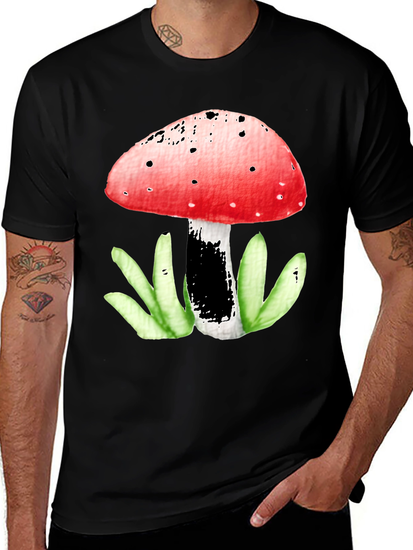 Variant 11 of Mushroom Graphic Tee - Funky Red Top