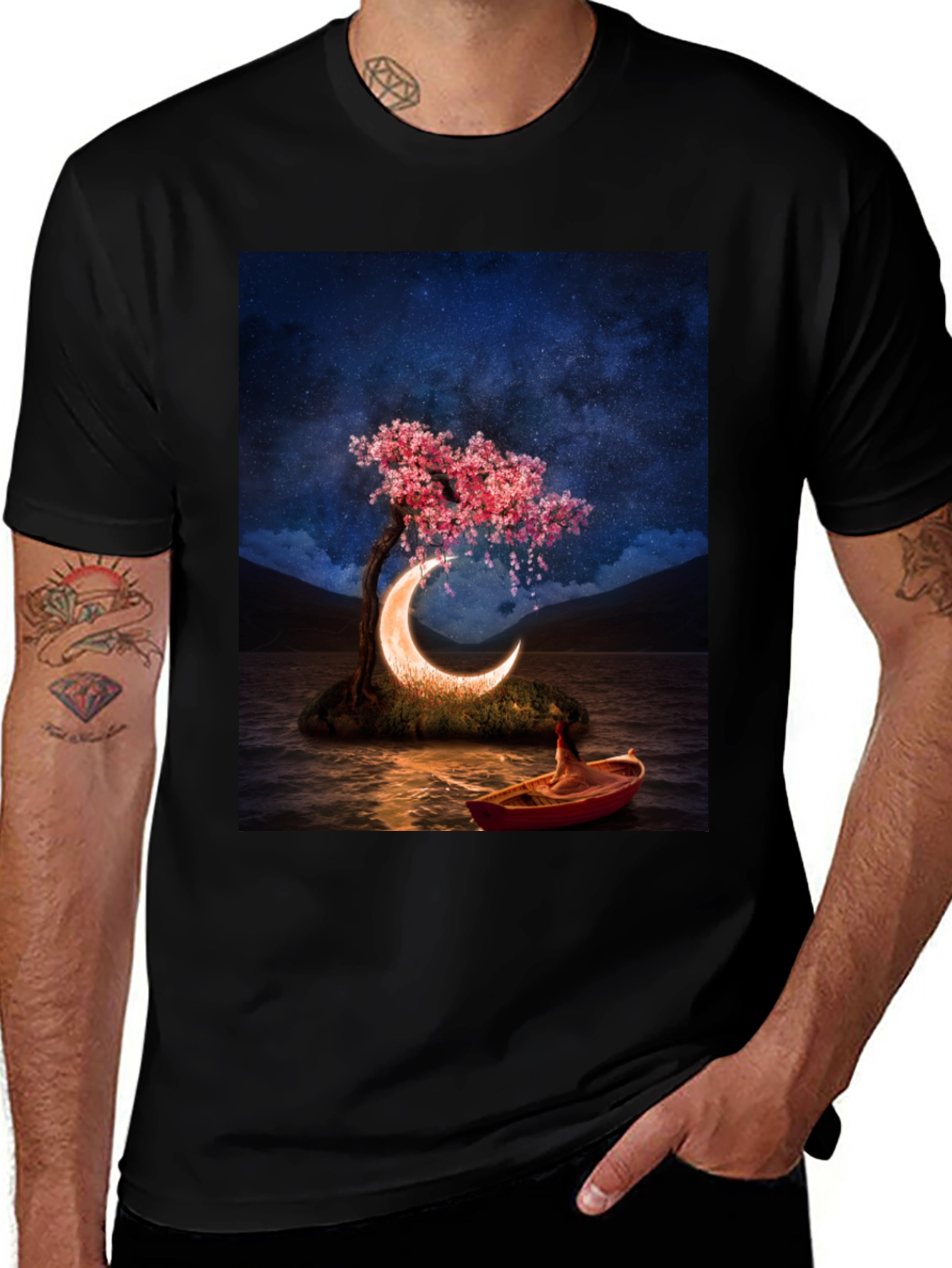 Variant 27 of Dreamy Moonlit Cherry Tree Graphic Tee