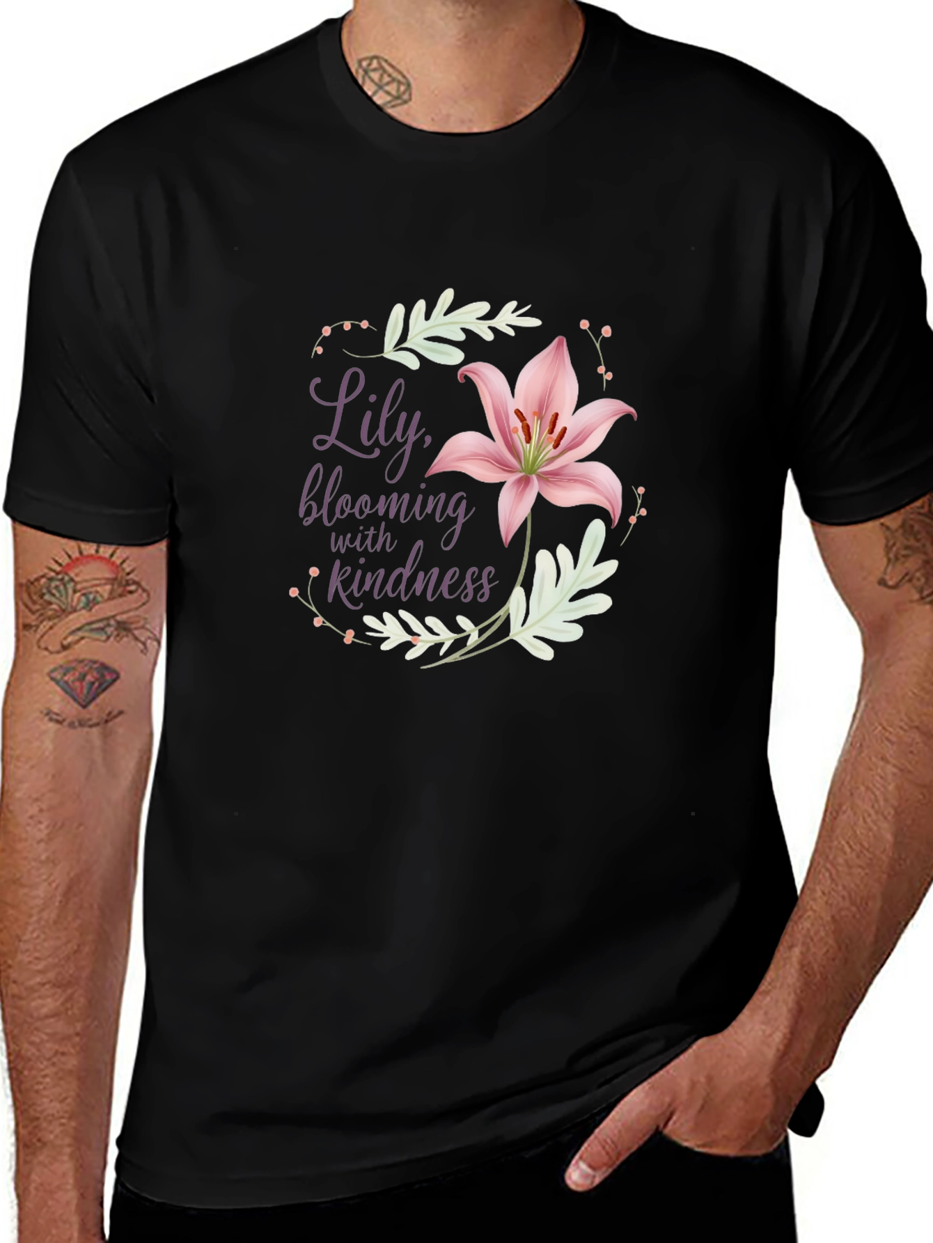 Variant 11 of Lily Kindness Graphic Black T-Shirt