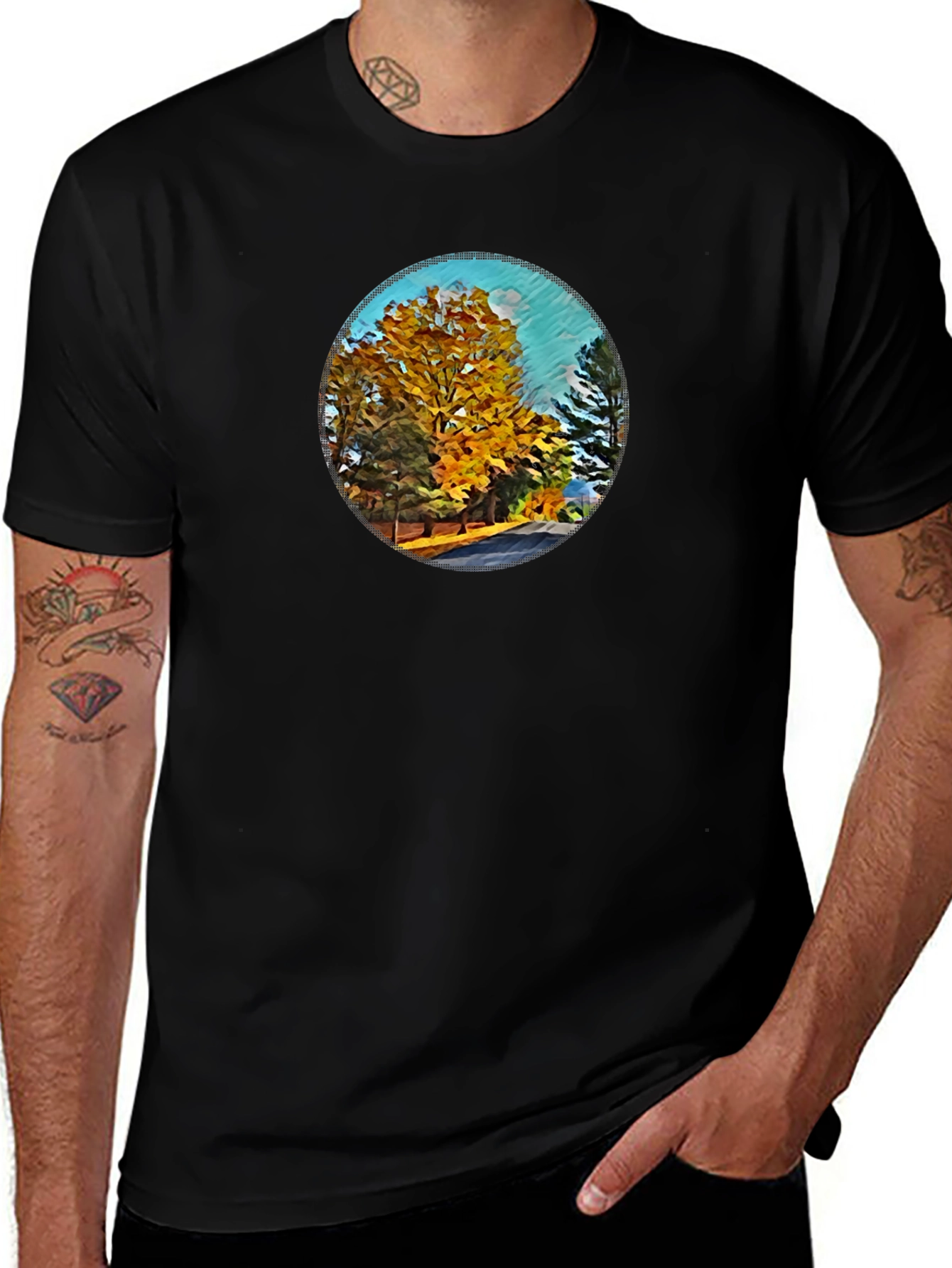 Variant 21 of Autumn Trees Graphic Black T-Shirt