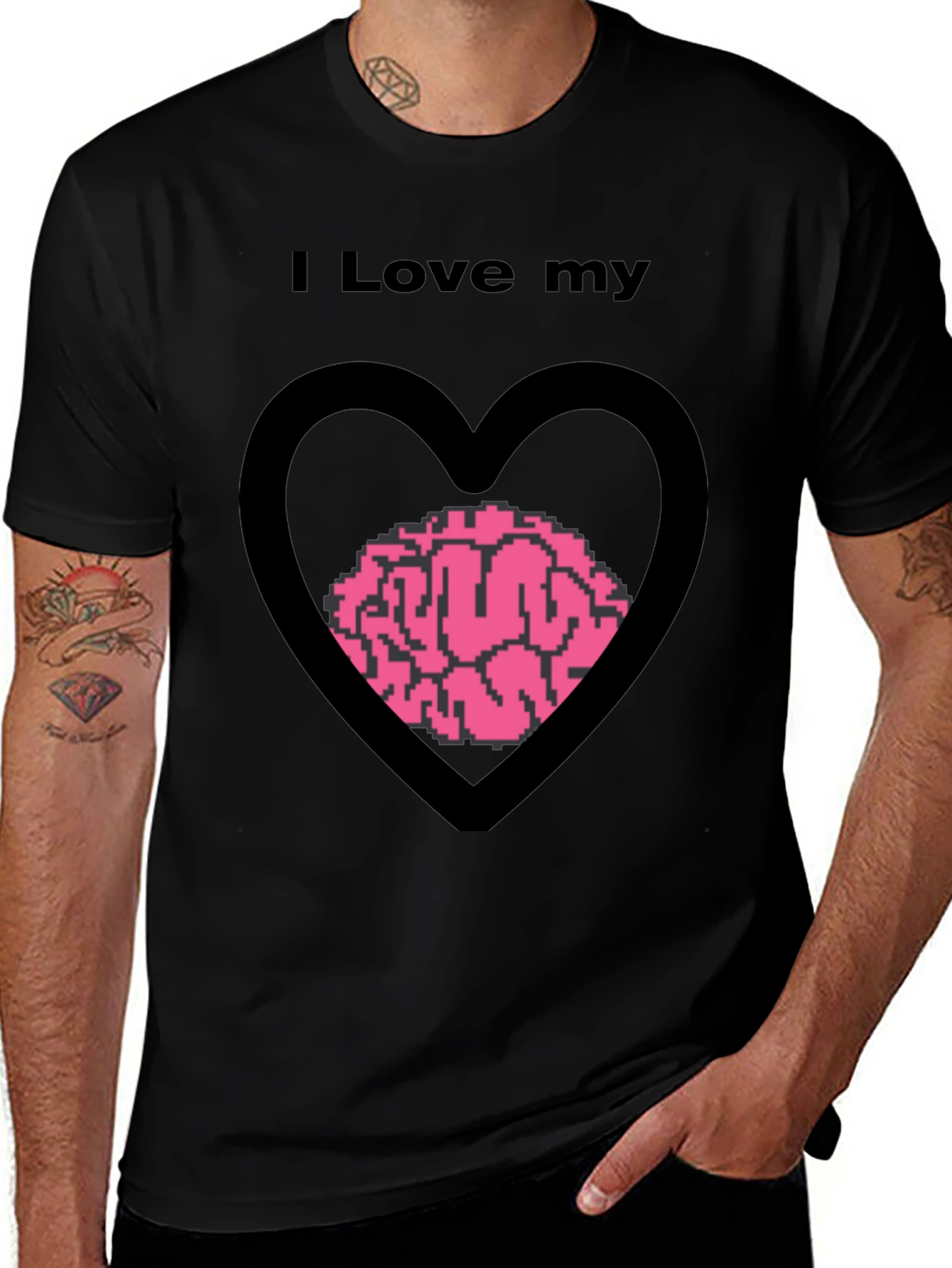 I Love My Brain T-Shirt - Pixel Heart Graphic Tee