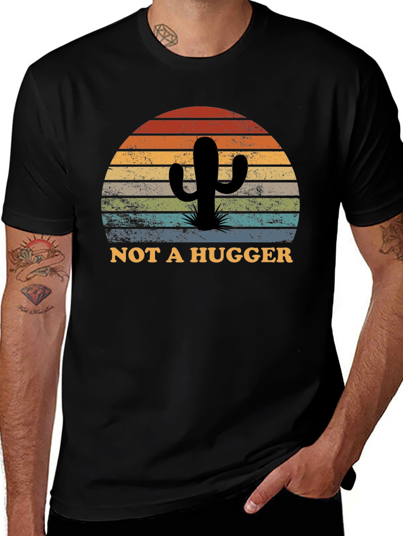 Variant 29 of Not a Hugger Cactus Graphic Tee - Black